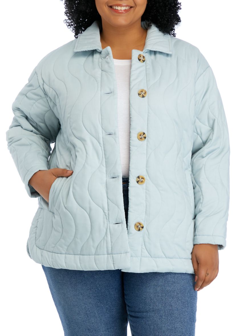 Plus Size Long Sleeve Quilted Jacket 