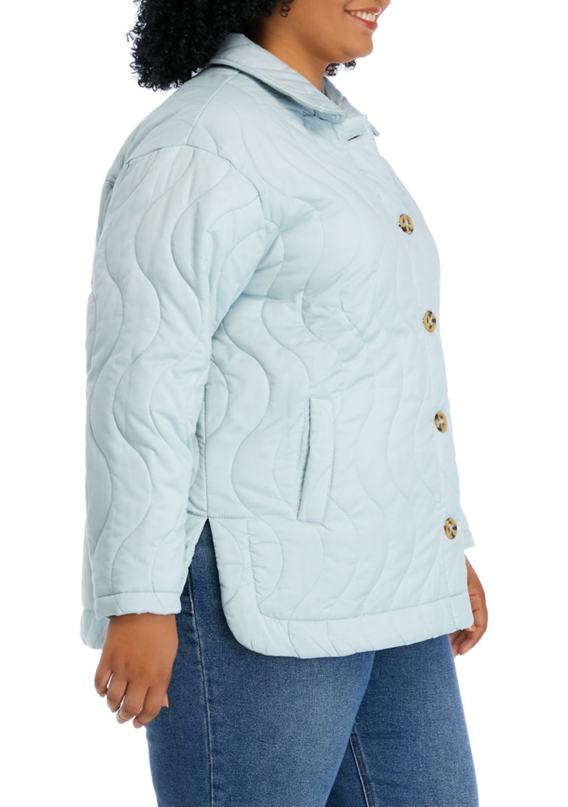 Plus Size Long Sleeve Quilted Jacket 