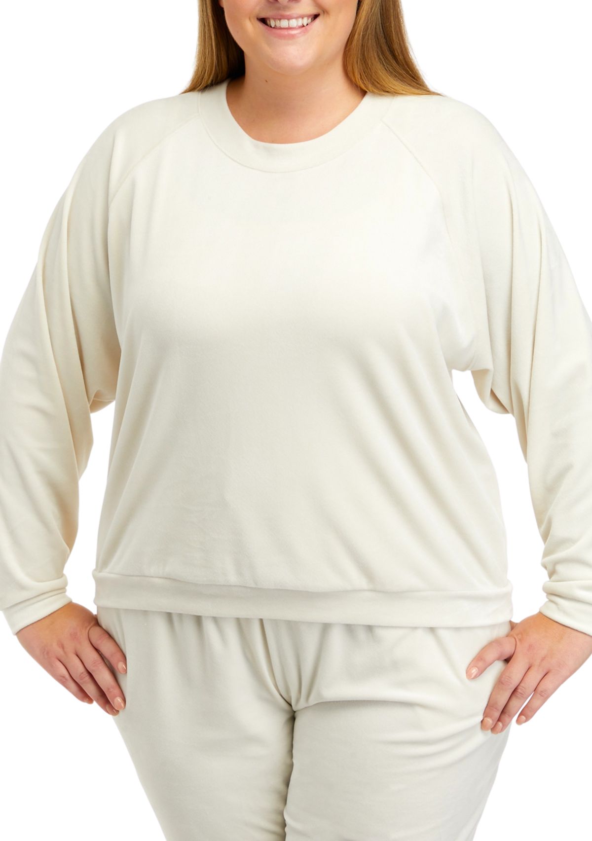 Plus Size Long Sleeve Washed Velour Sweatshirt