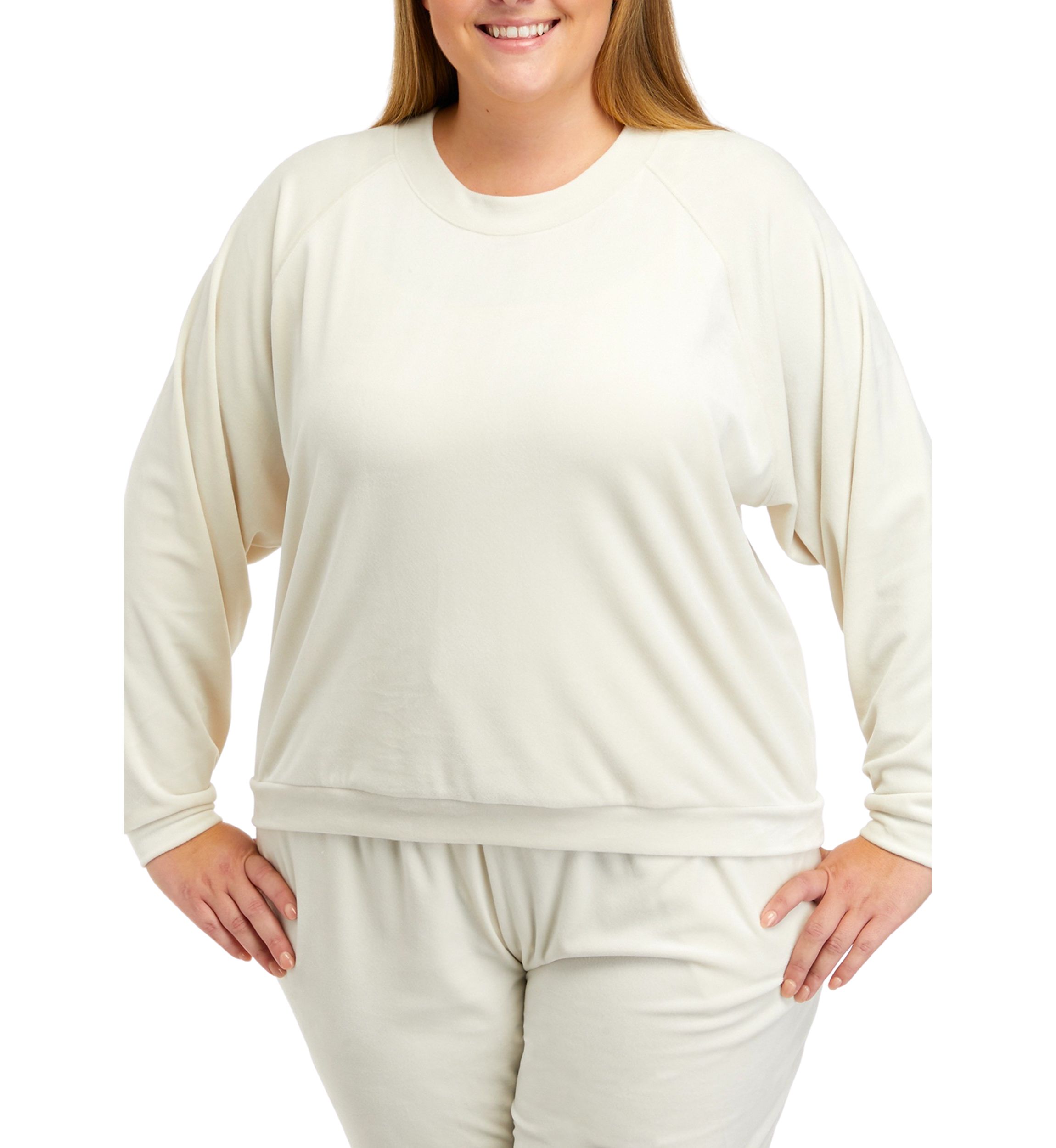 Plus Size Long Sleeve Washed Velour Sweatshirt