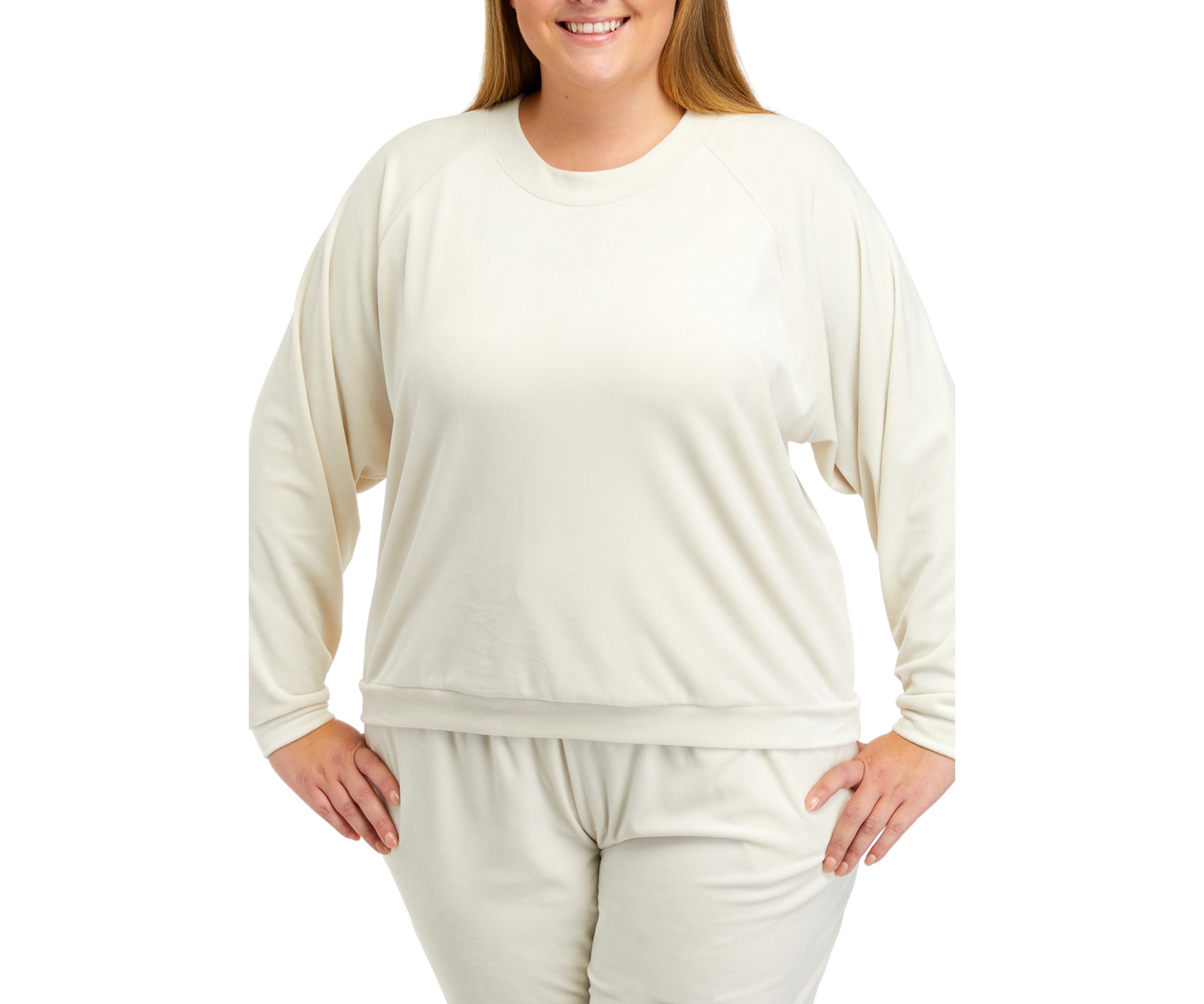 Plus Size Long Sleeve Washed Velour Sweatshirt
