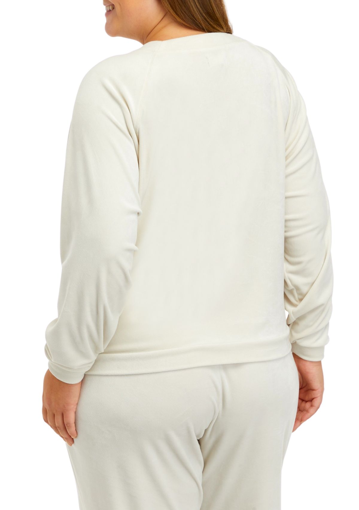 Plus Size Long Sleeve Washed Velour Sweatshirt