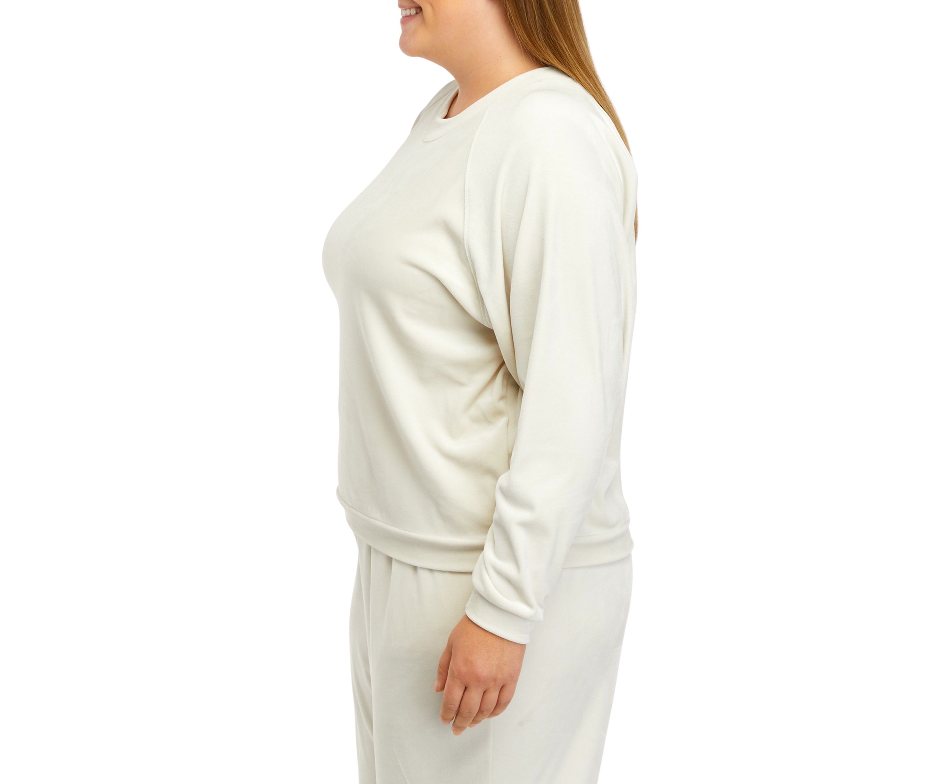Plus Size Long Sleeve Washed Velour Sweatshirt