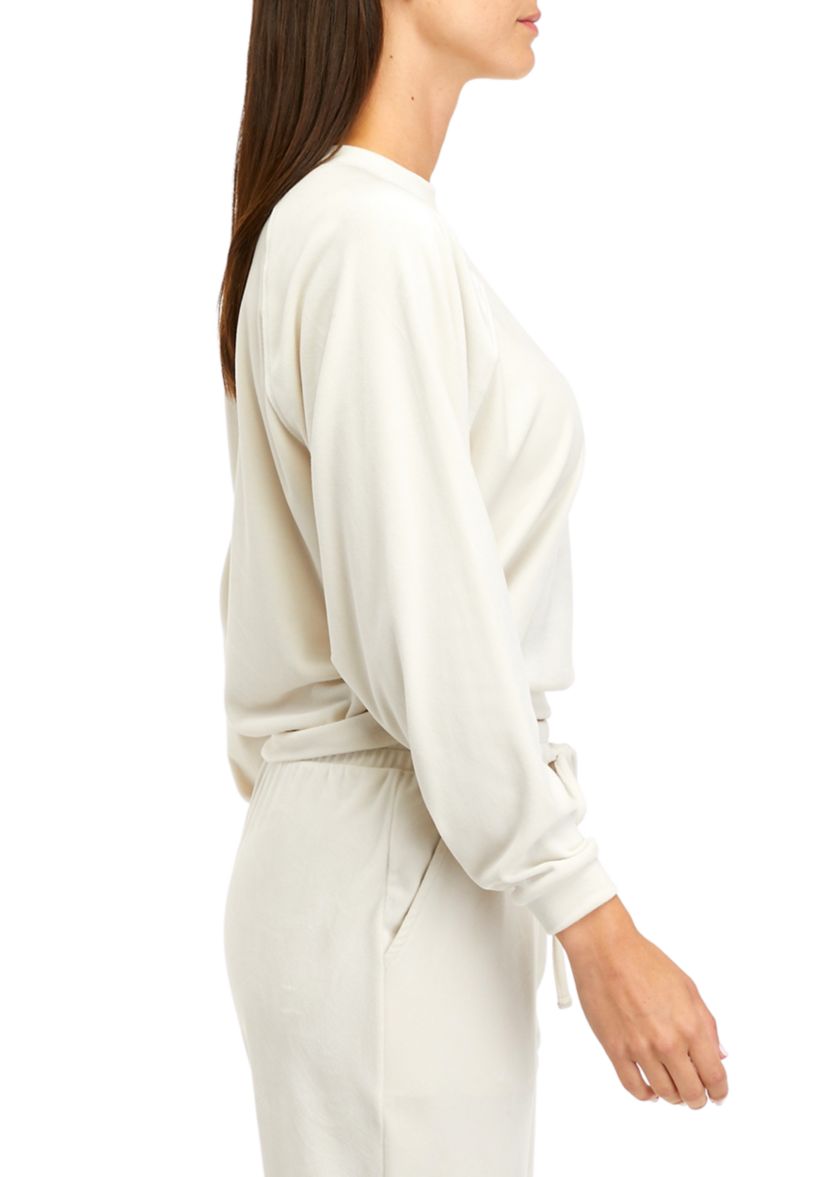 Womens Long Sleeve Washed Velour Sweatshirt
