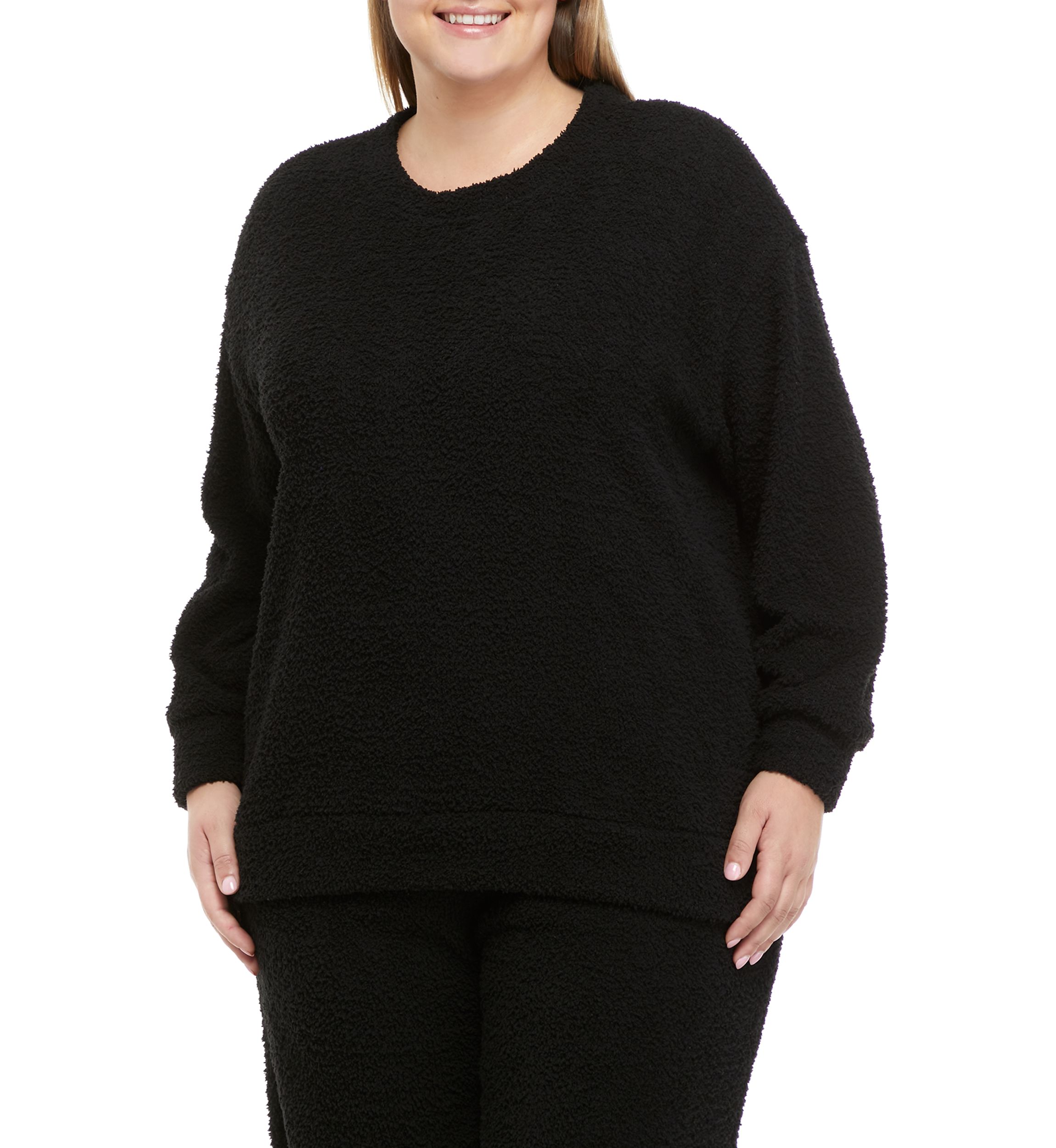 Studio Plus Size Long Sleeve Cozy Crew Neck Top 