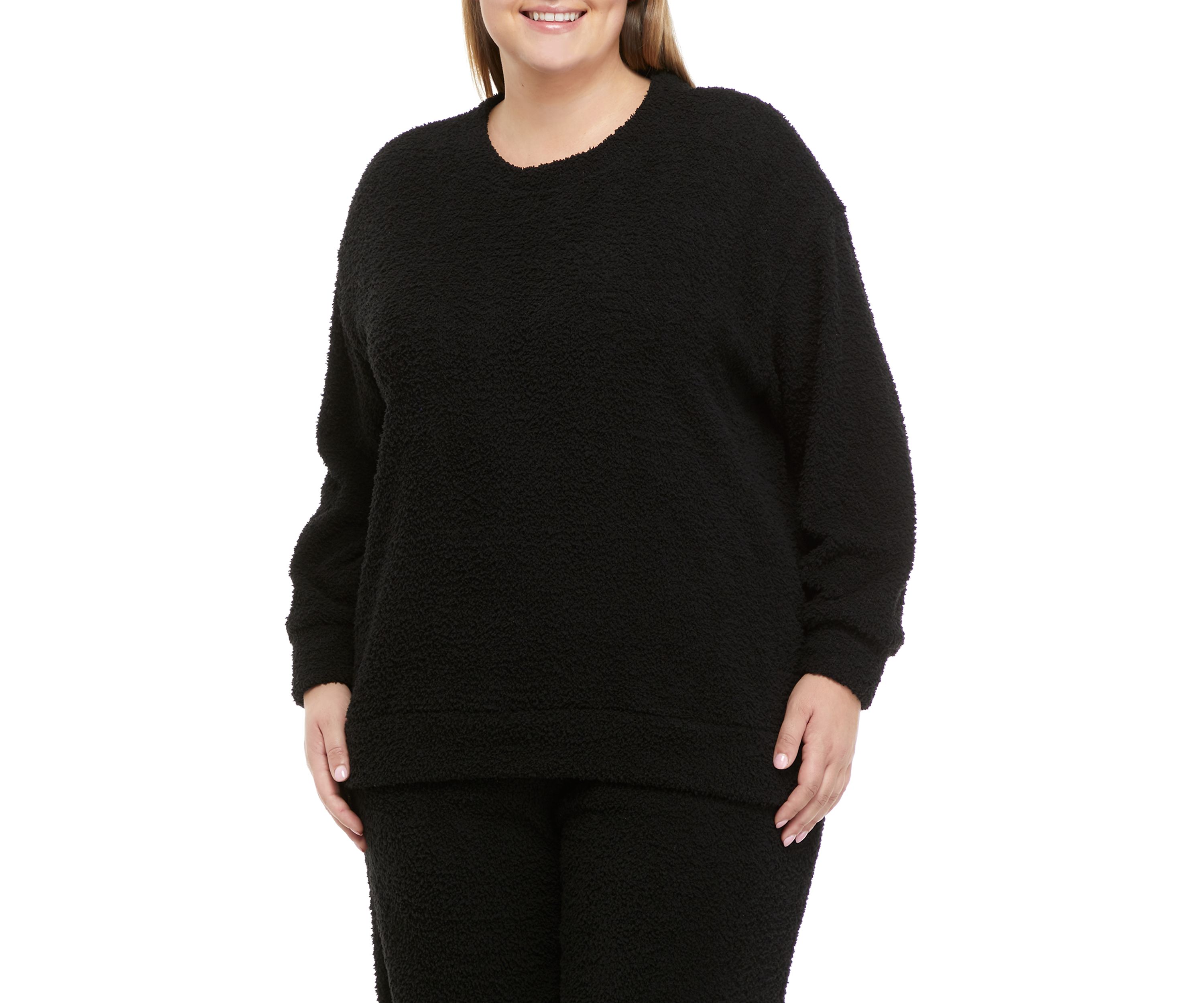 Studio Plus Size Long Sleeve Cozy Crew Neck Top 