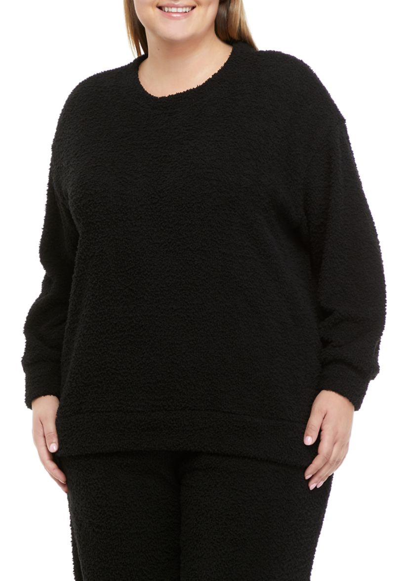 Studio Plus Size Long Sleeve Cozy Crew Neck Top 