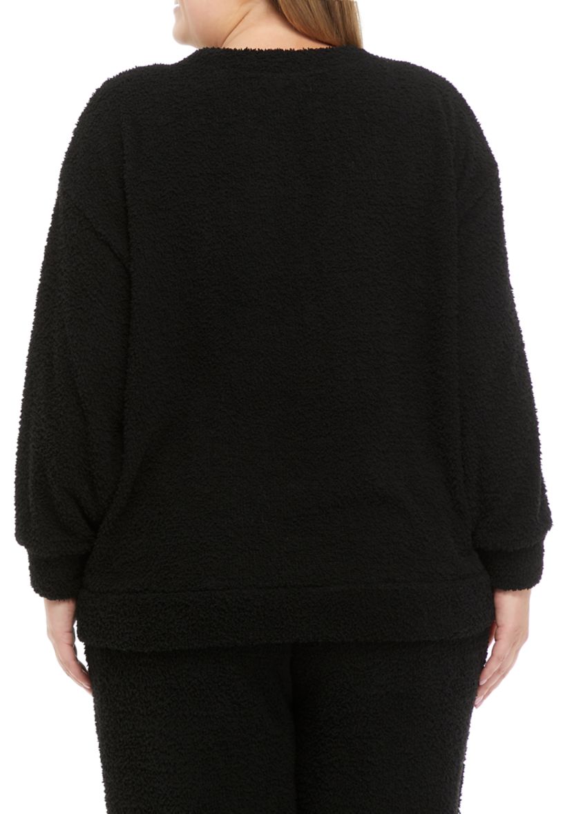 Studio Plus Size Long Sleeve Cozy Crew Neck Top 