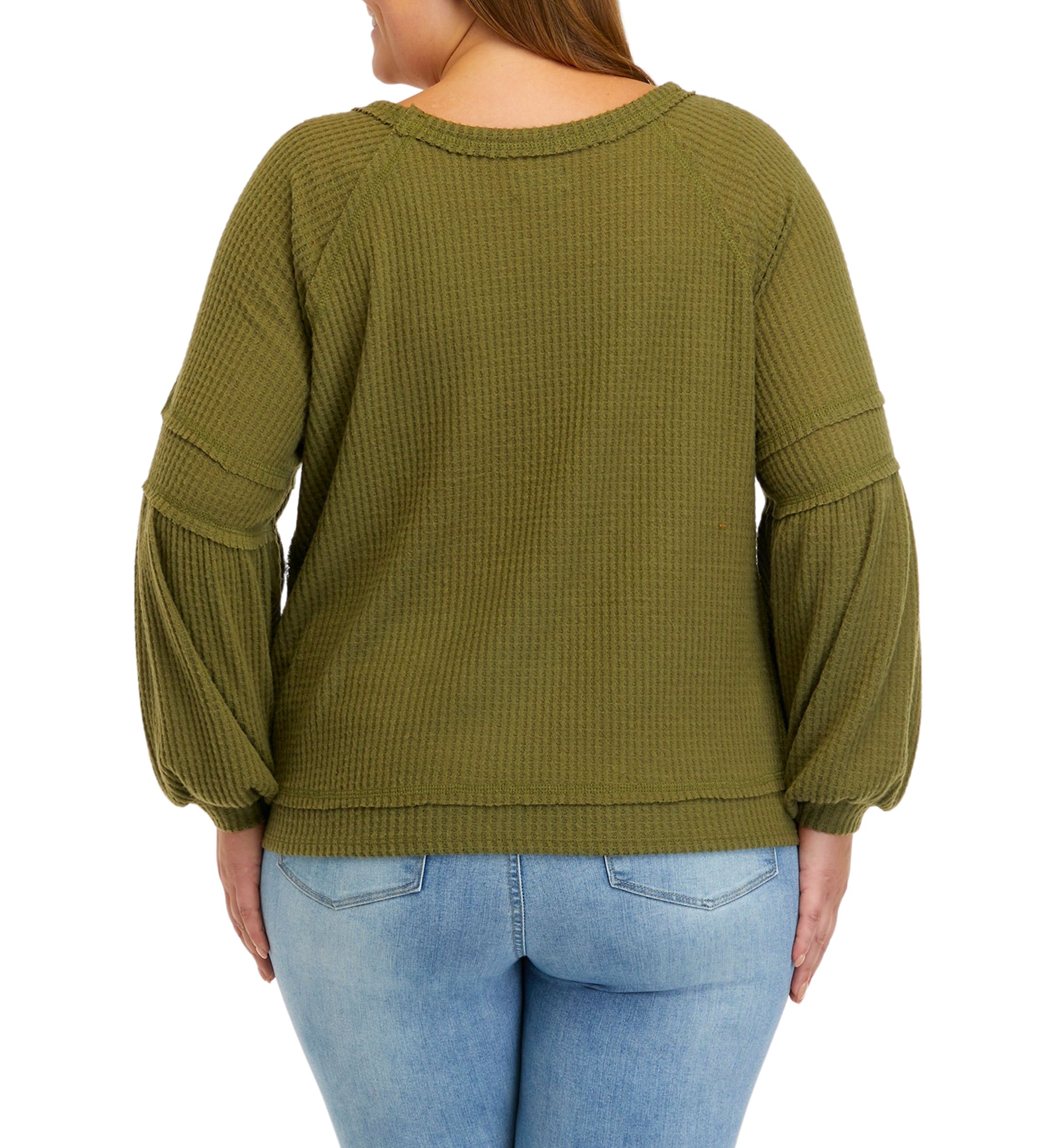 Plus Size Long Sleeve Waffle Knit Top