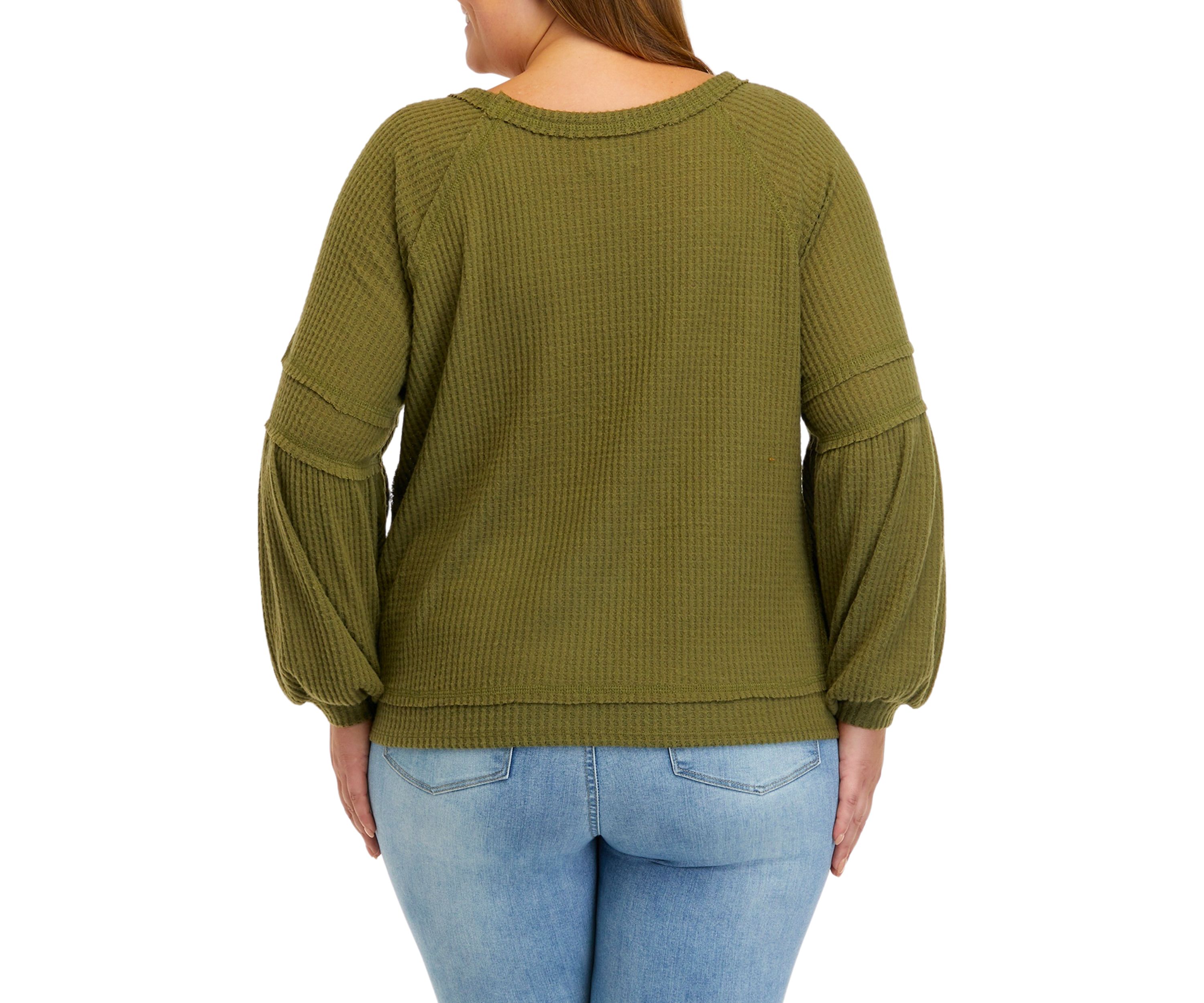 Plus Size Long Sleeve Waffle Knit Top