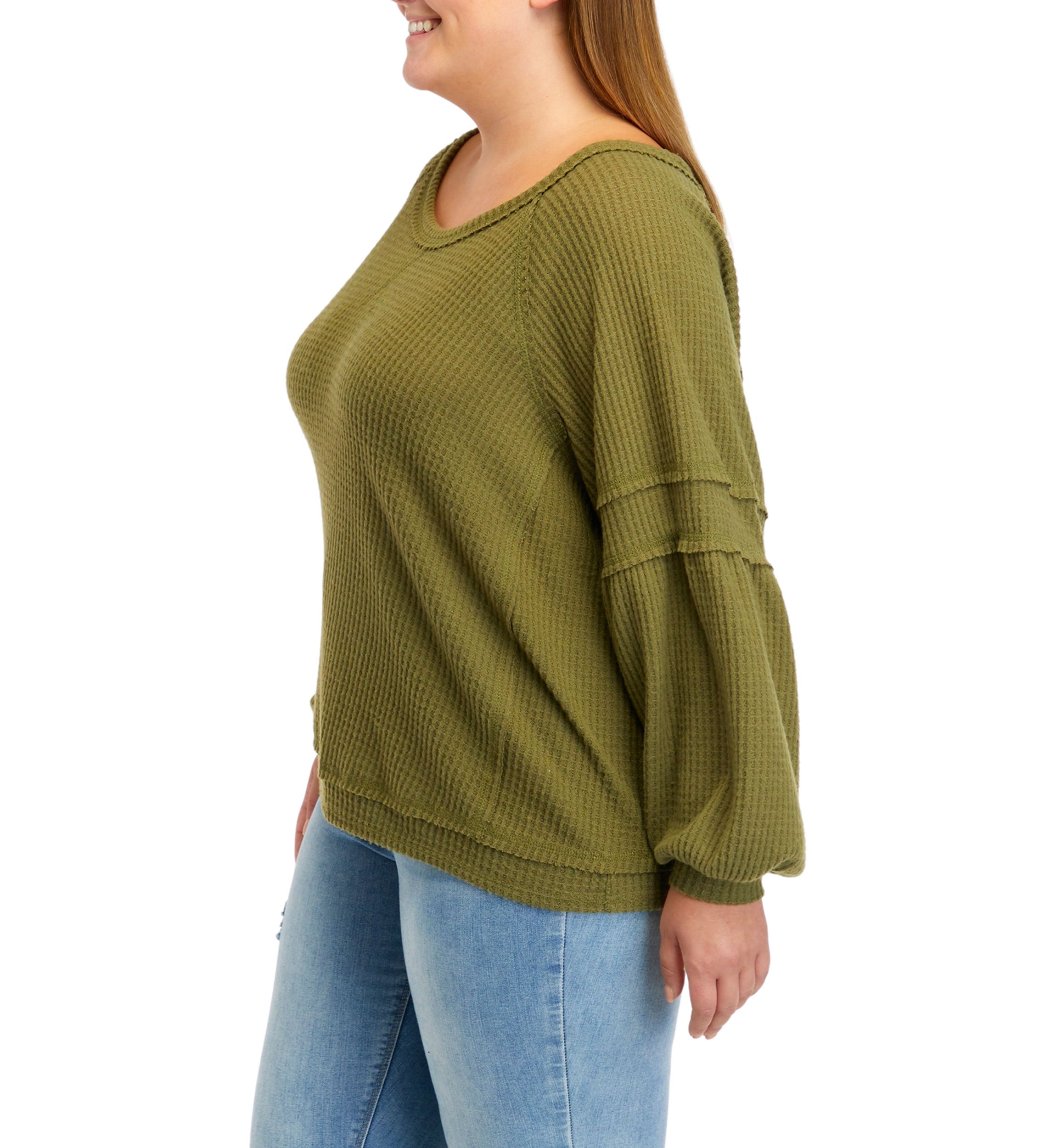 Plus Size Long Sleeve Waffle Knit Top