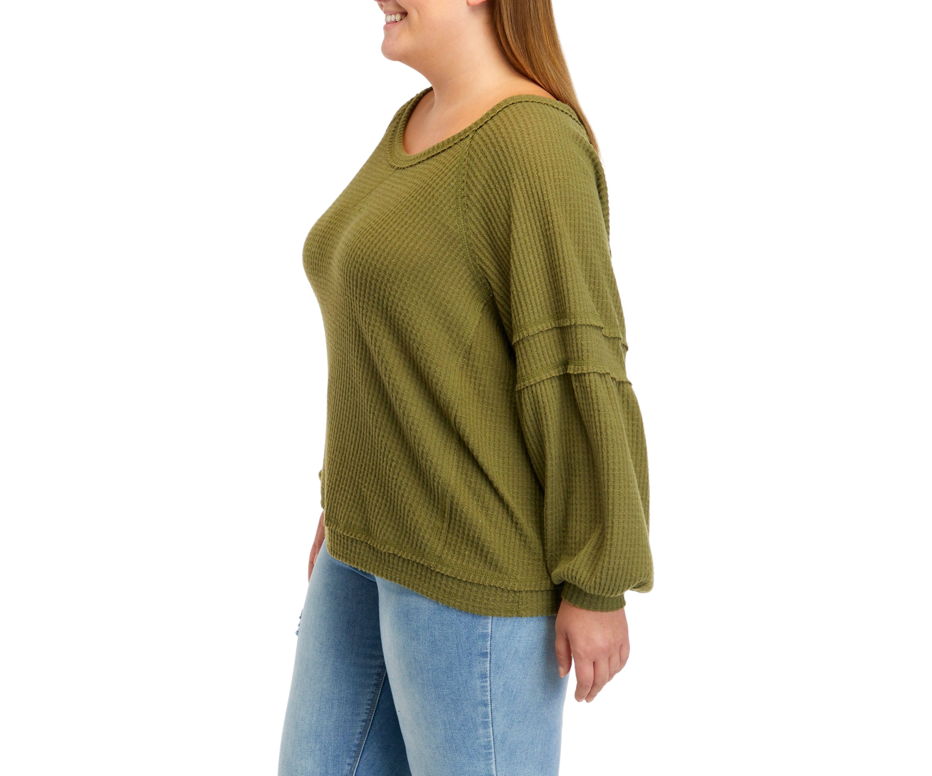 Plus Size Long Sleeve Waffle Knit Top