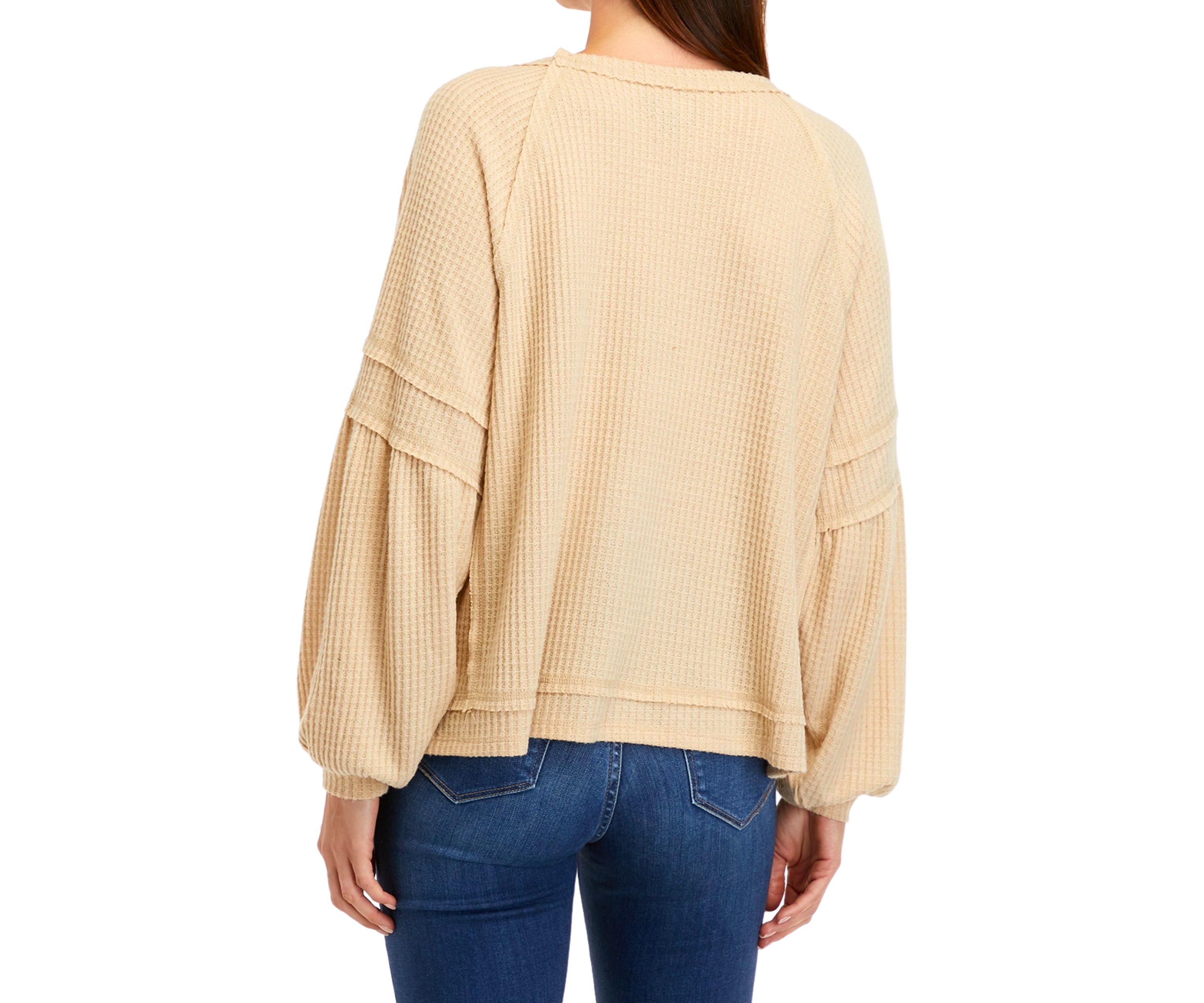 Womens Long Sleeve Waffle Knit Top