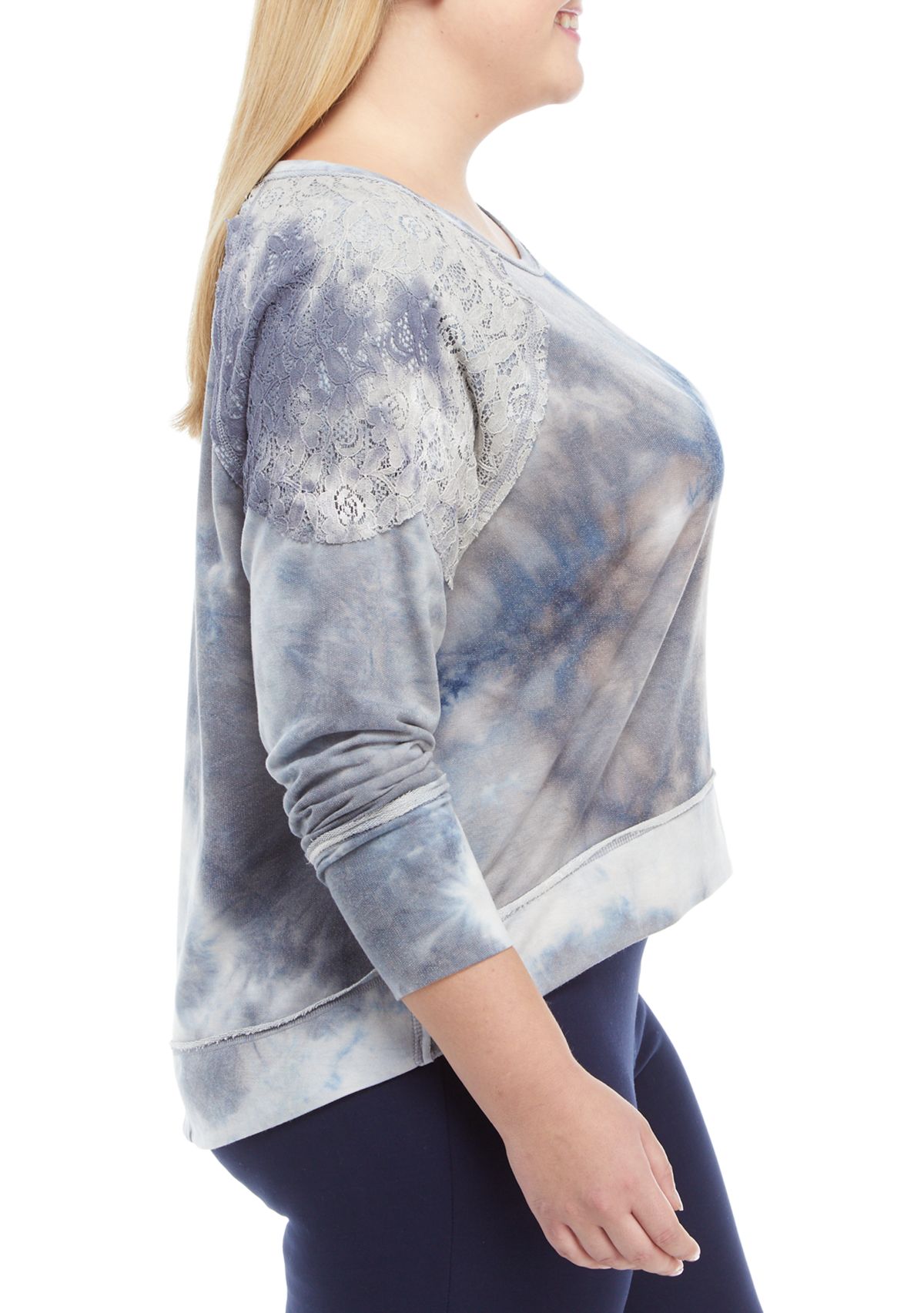 Studio Plus Size Hacci Shoulder Detail Sweatshirt 