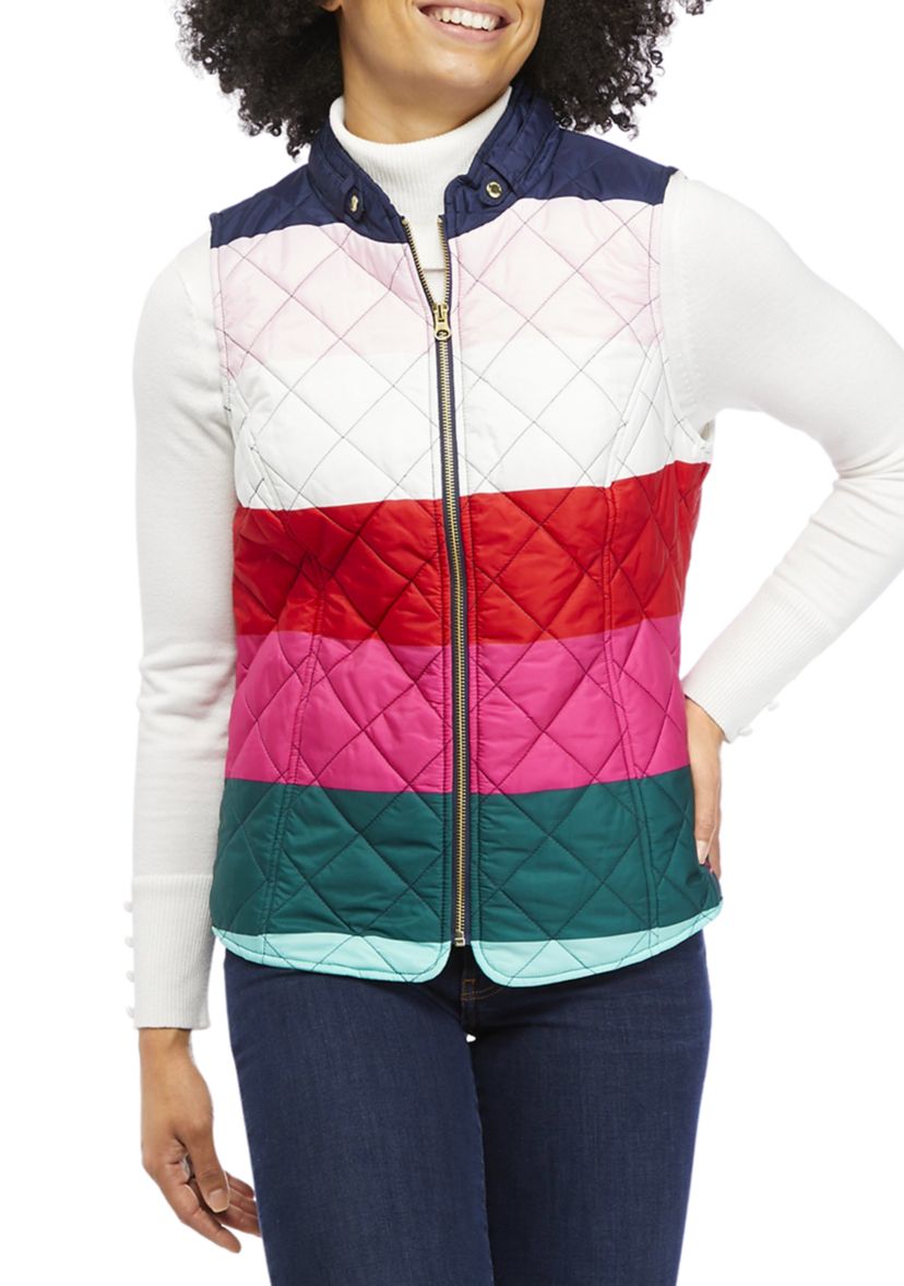 Womens Striped Quilted Vest 