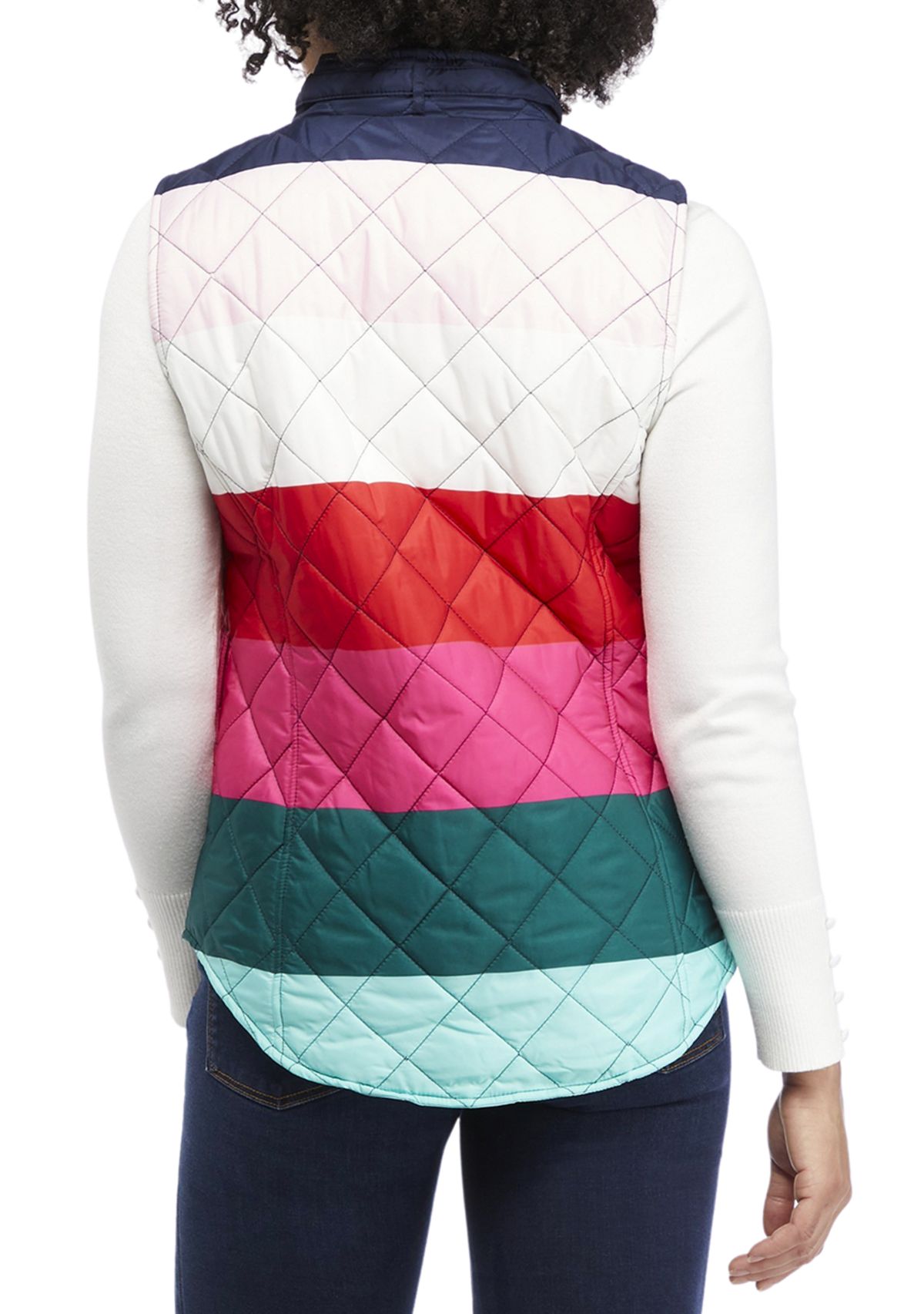Womens Striped Quilted Vest 