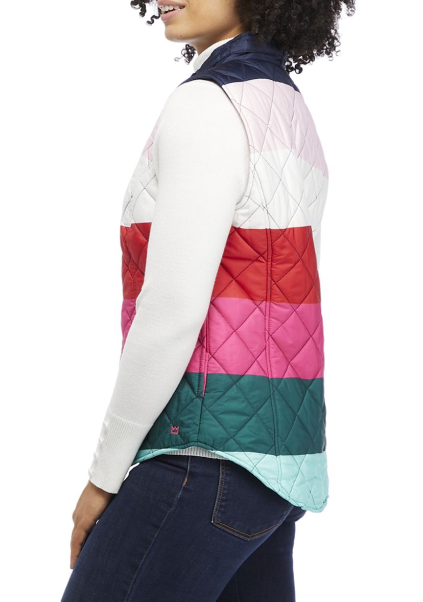 Womens Striped Quilted Vest 