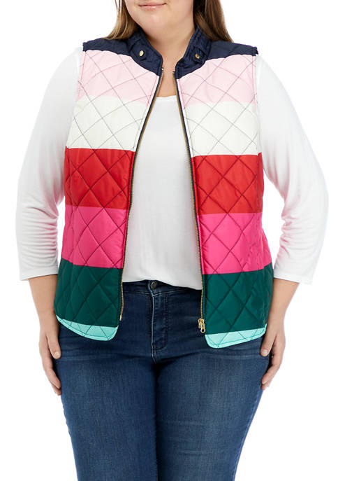Crown & Ivy™ Plus Size Striped Quilted Vest