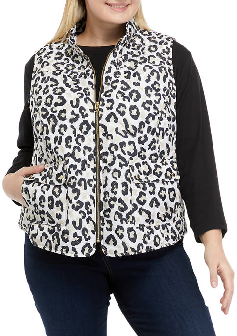Crown & Ivy™ Plus Size Printed Puffer Vest