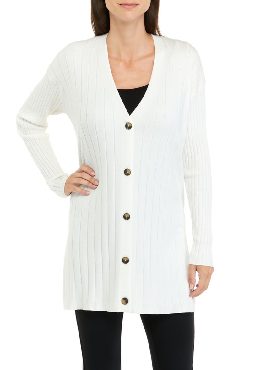 Womens Long Sleeve Essential Ribbed Cardigan