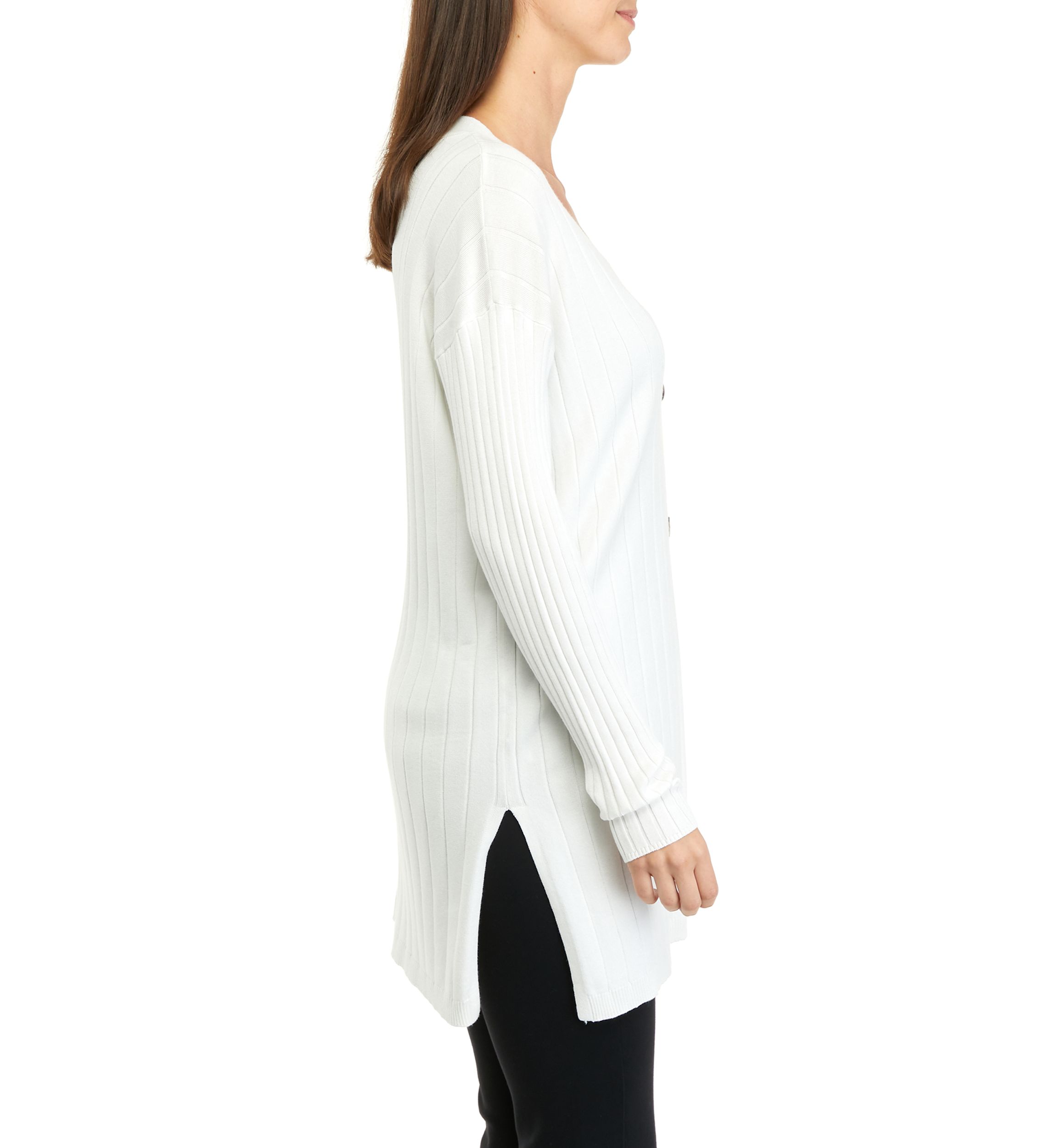 Womens Long Sleeve Essential Ribbed Cardigan