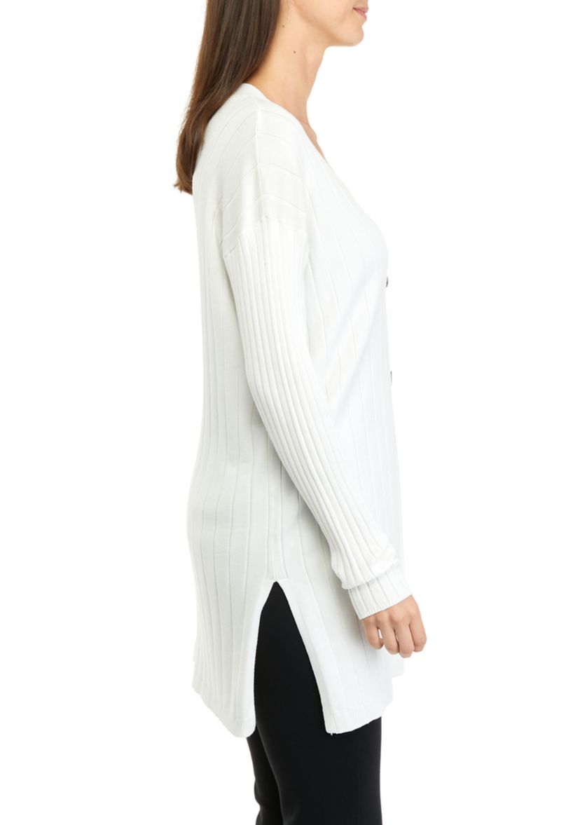 Womens Long Sleeve Essential Ribbed Cardigan