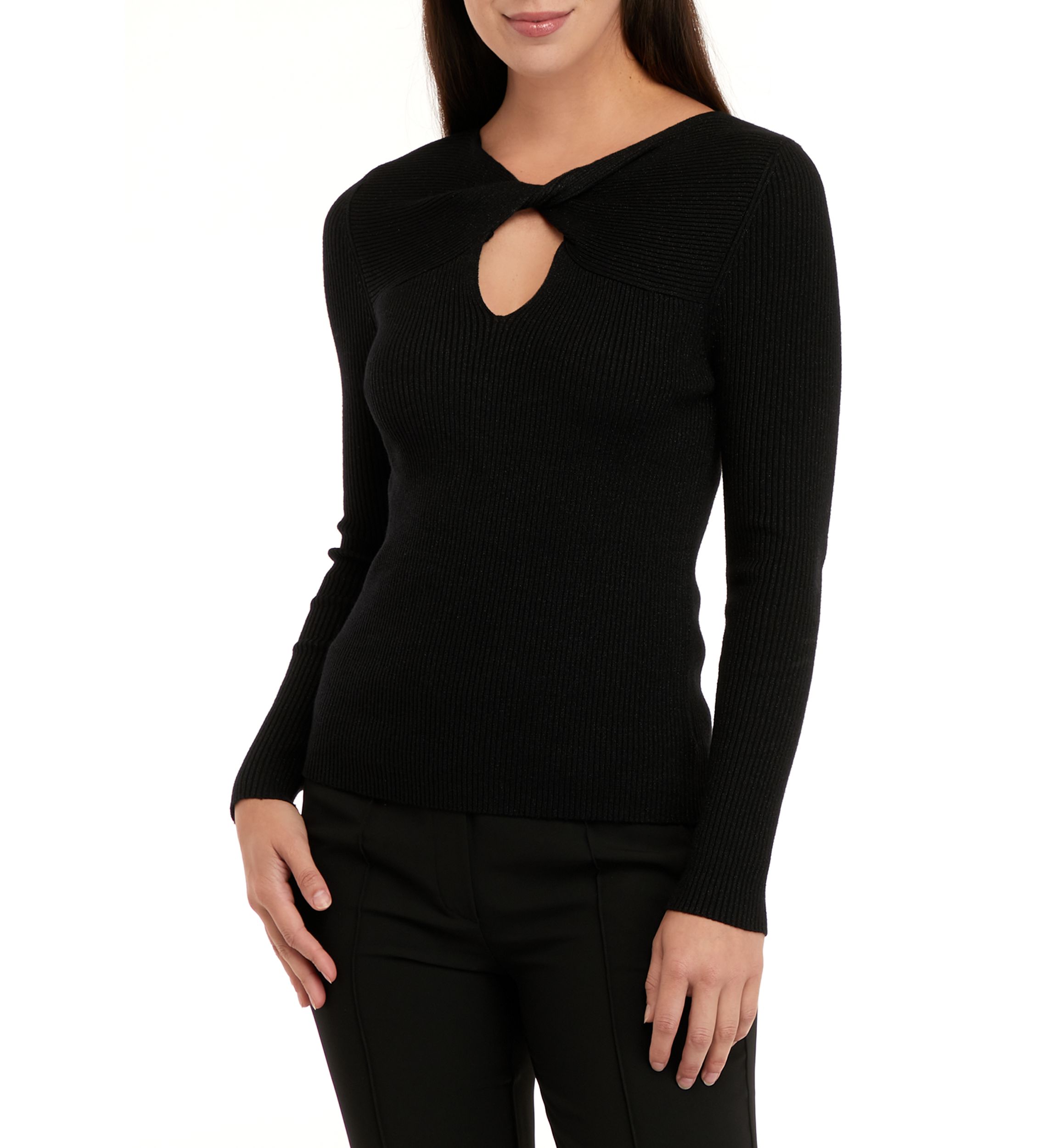 Womens Lurex Cut Out Sweater