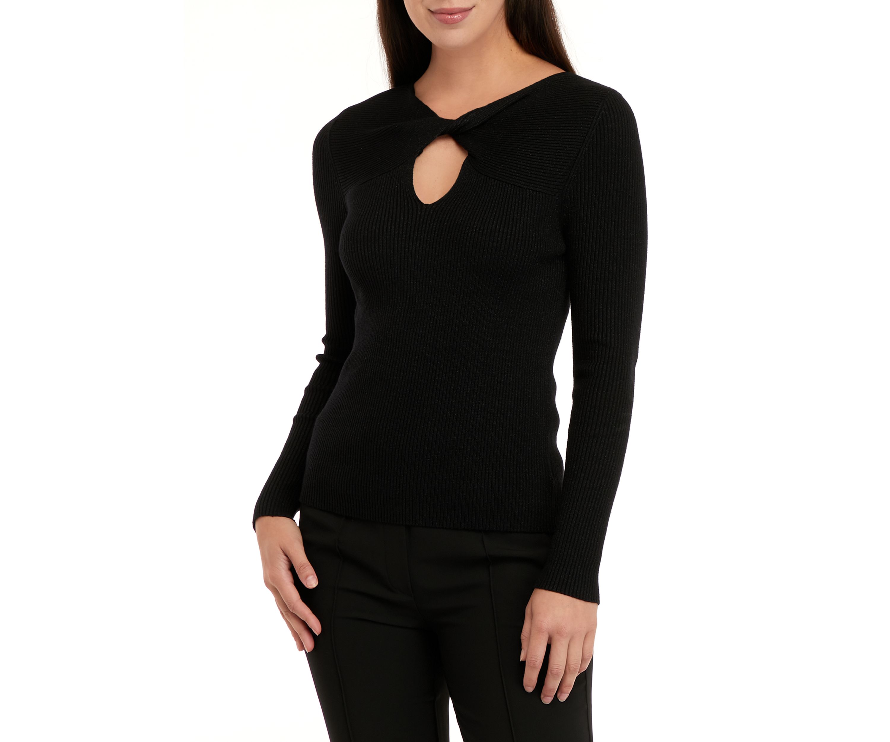 Womens Lurex Cut Out Sweater