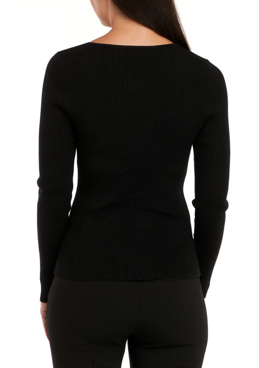 Womens Lurex Cut Out Sweater