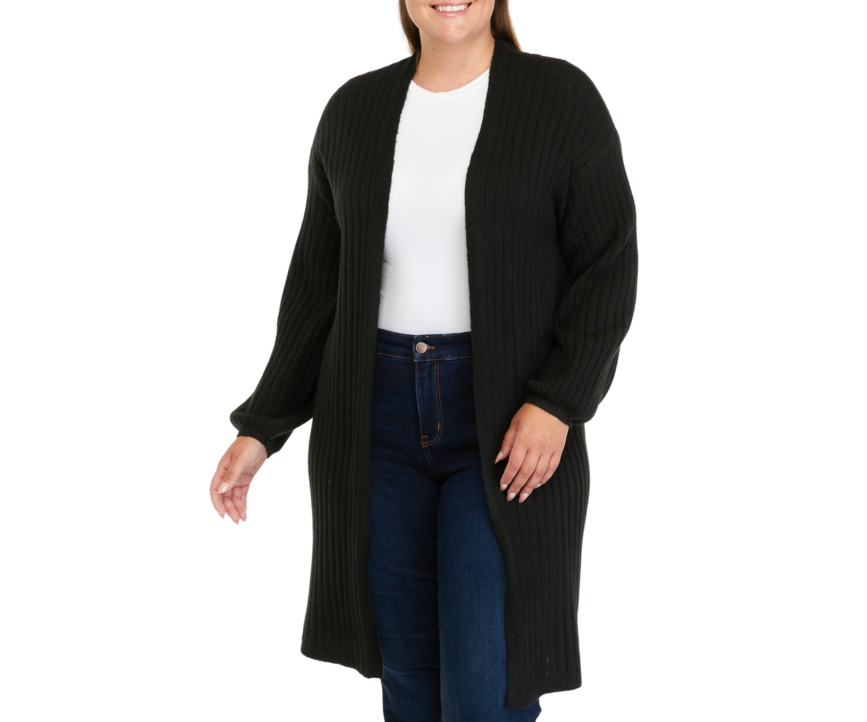 TRUE CRAFT Plus Size Long Sleeve Ribbed Cardigan | Belk