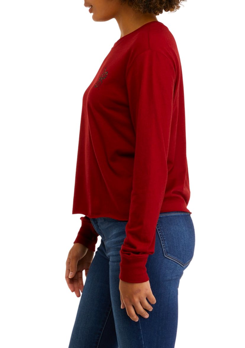 Juniors Long Sleeve Boxy Graphic T-Shirt