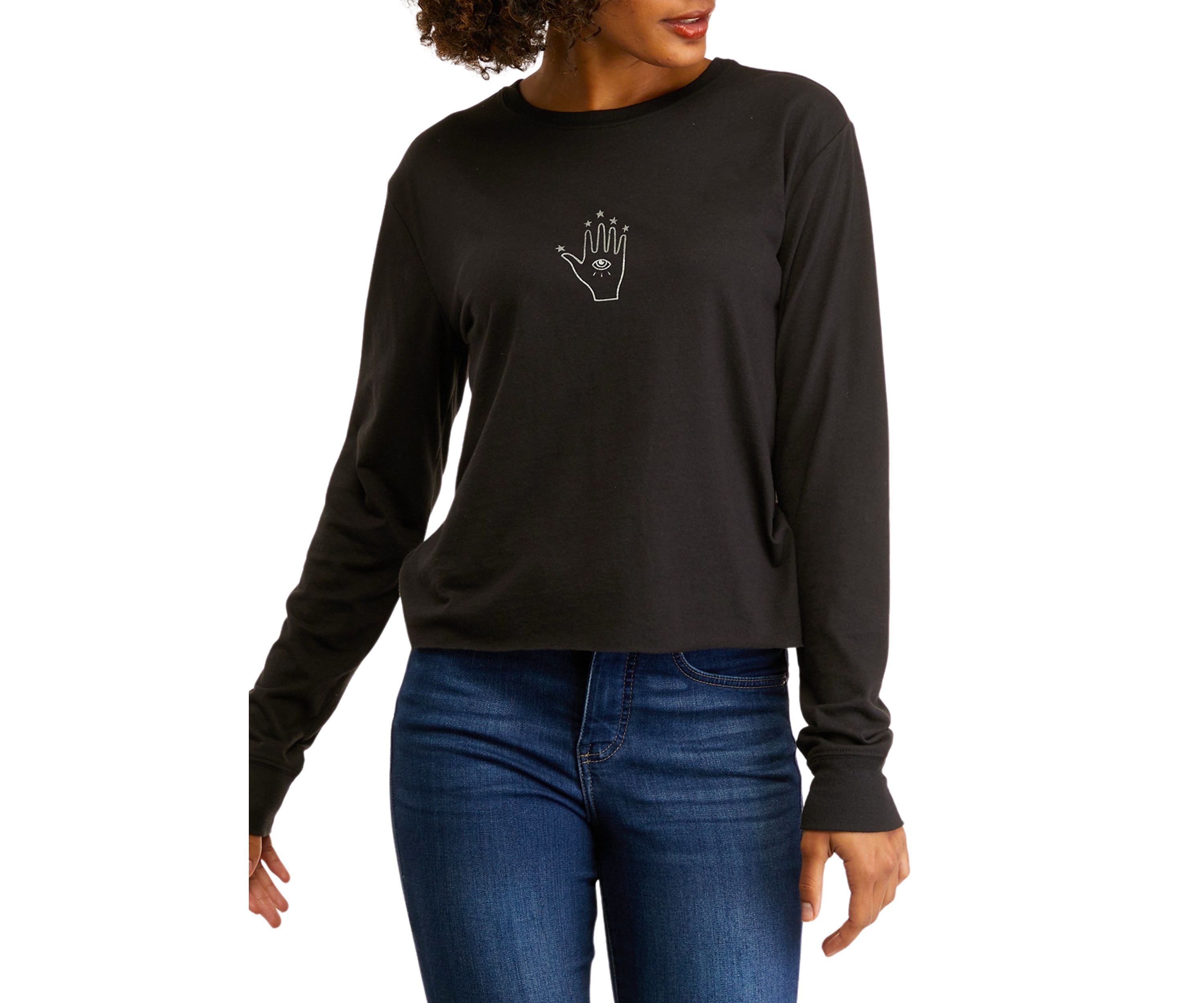 Juniors Long Sleeve Boxy Graphic T-Shirt