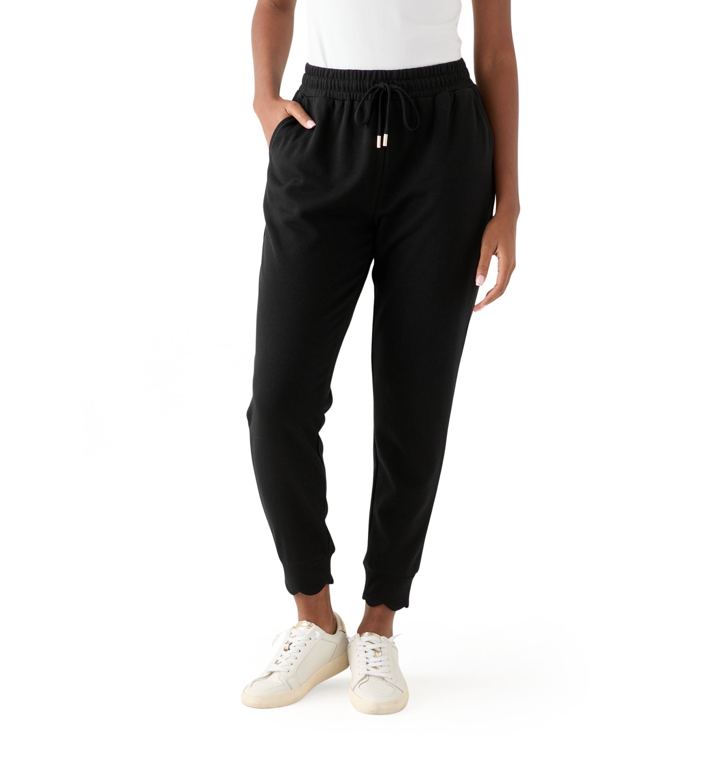 Womens Scallop Hemmed Joggers