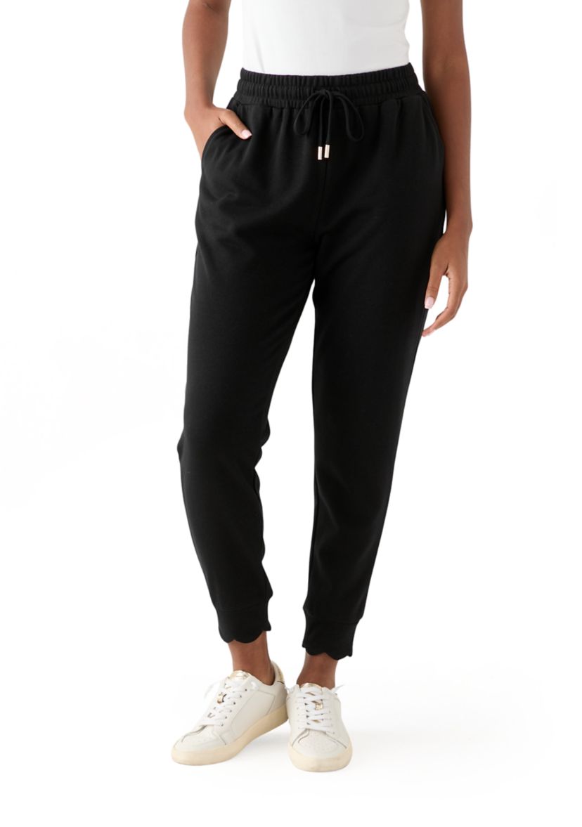 Womens Scallop Hemmed Joggers