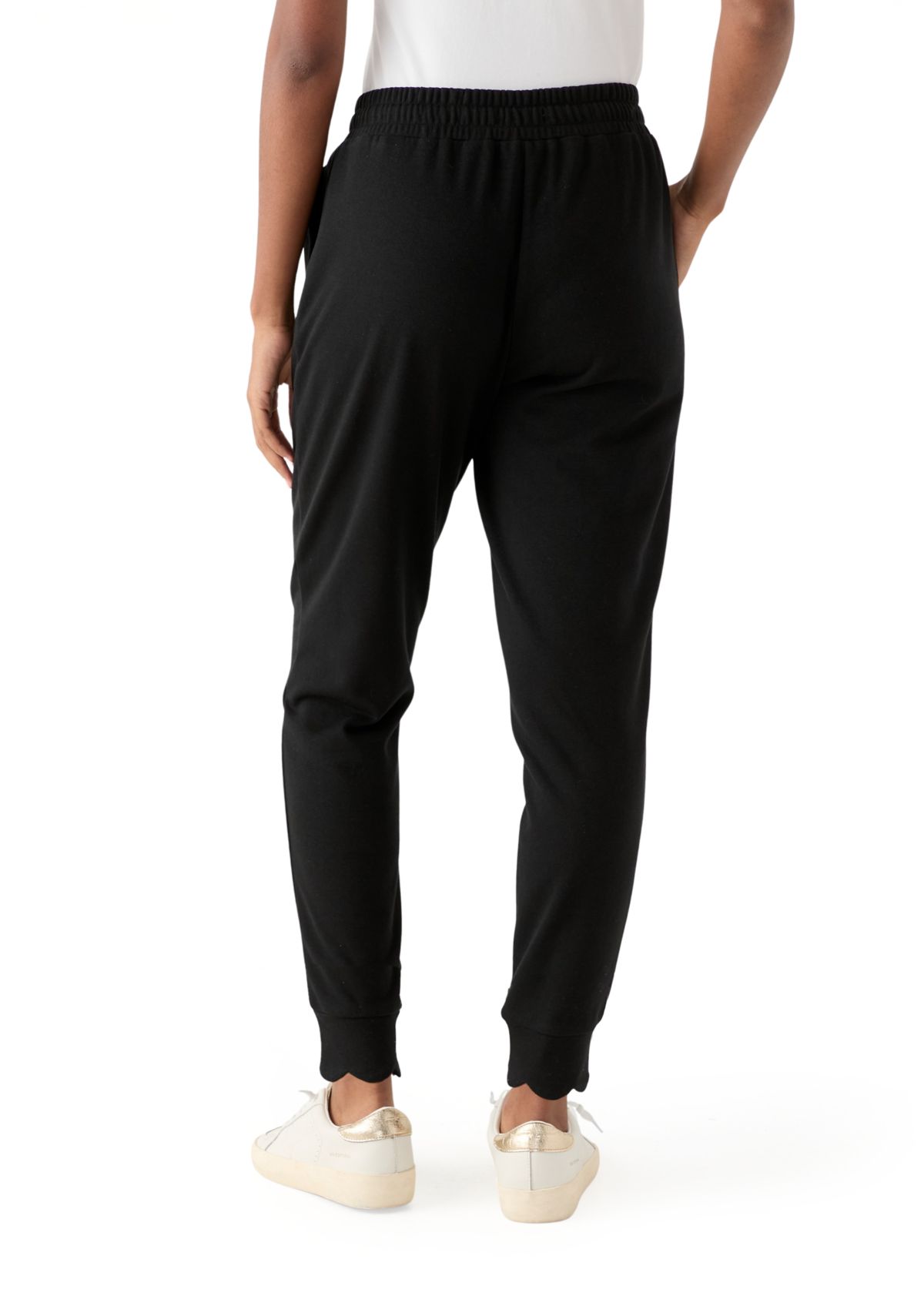 Womens Scallop Hemmed Joggers