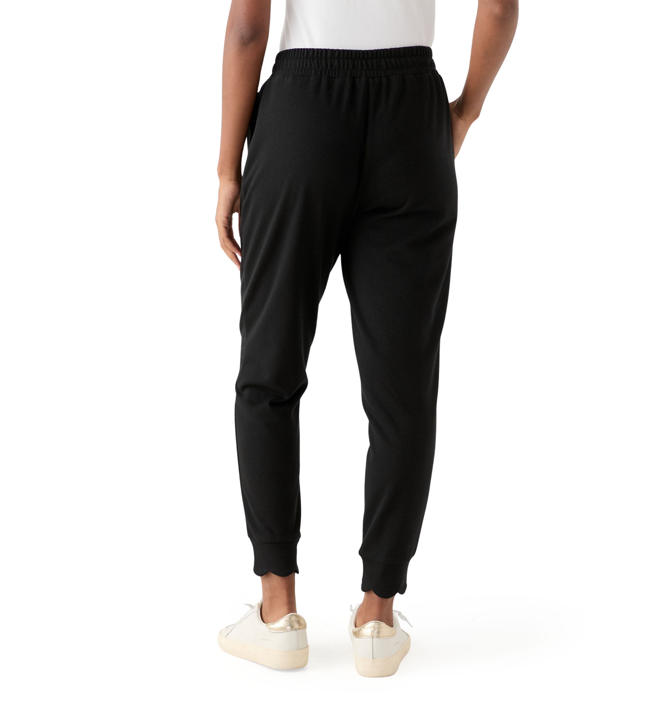 Womens Scallop Hemmed Joggers