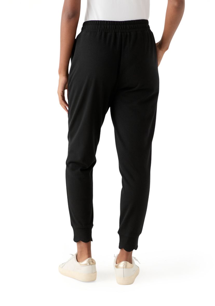 Womens Scallop Hemmed Joggers