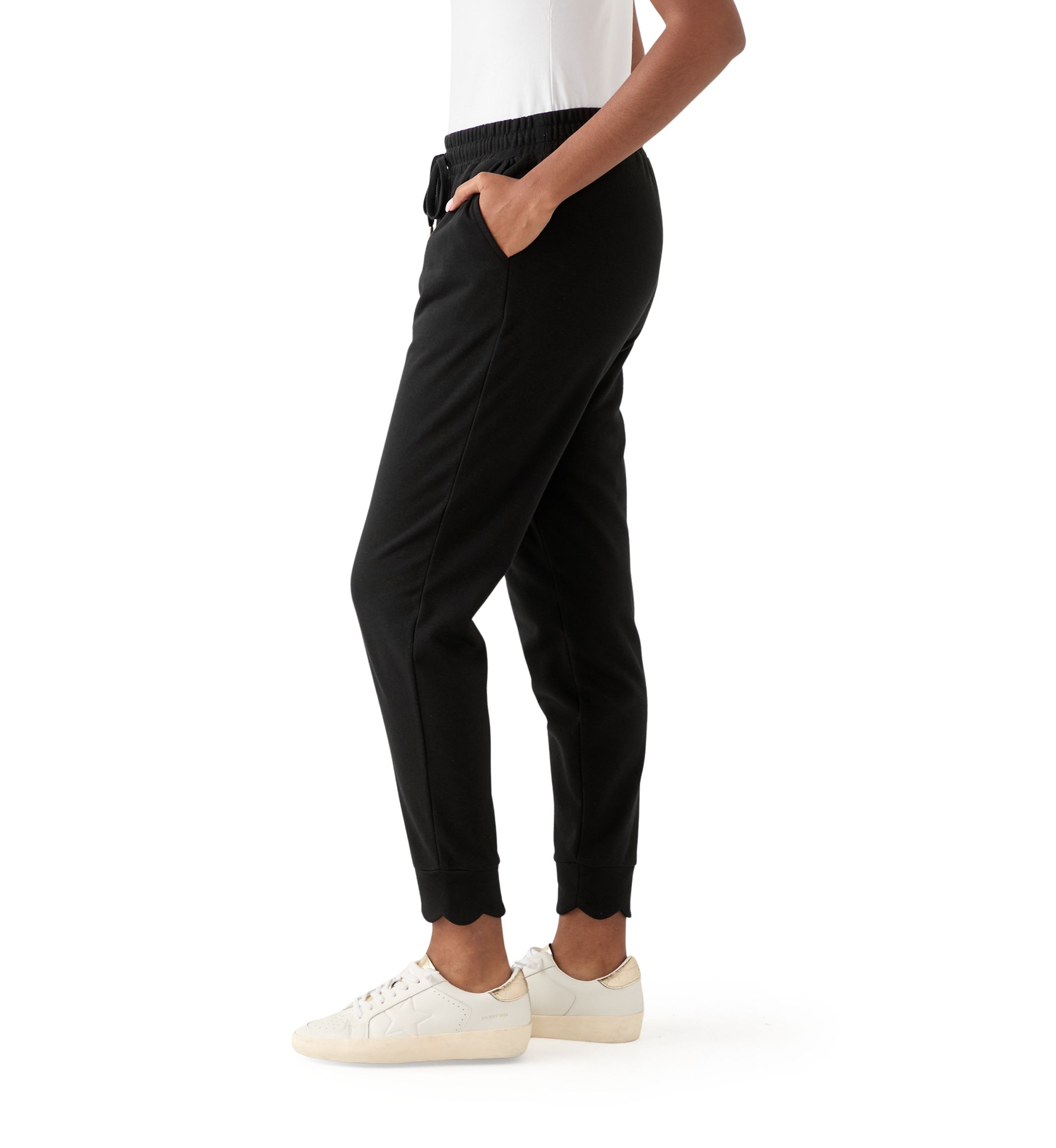 Womens Scallop Hemmed Joggers