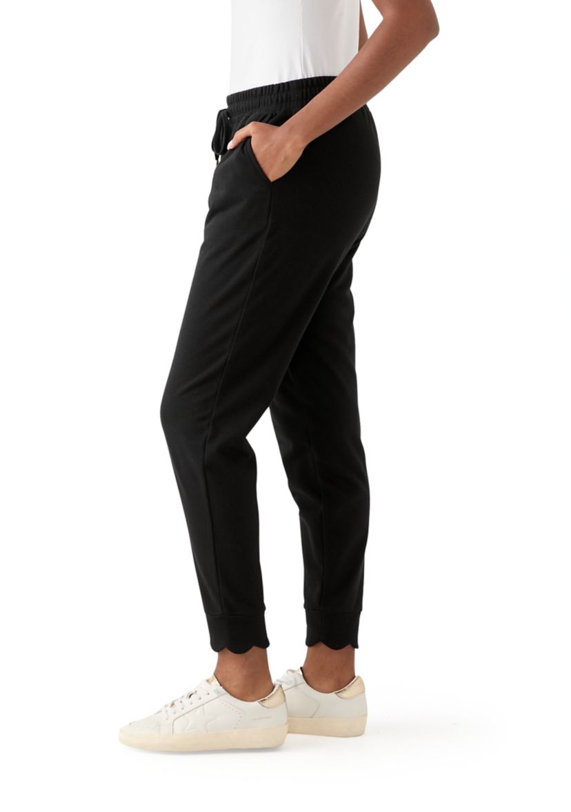 Womens Scallop Hemmed Joggers