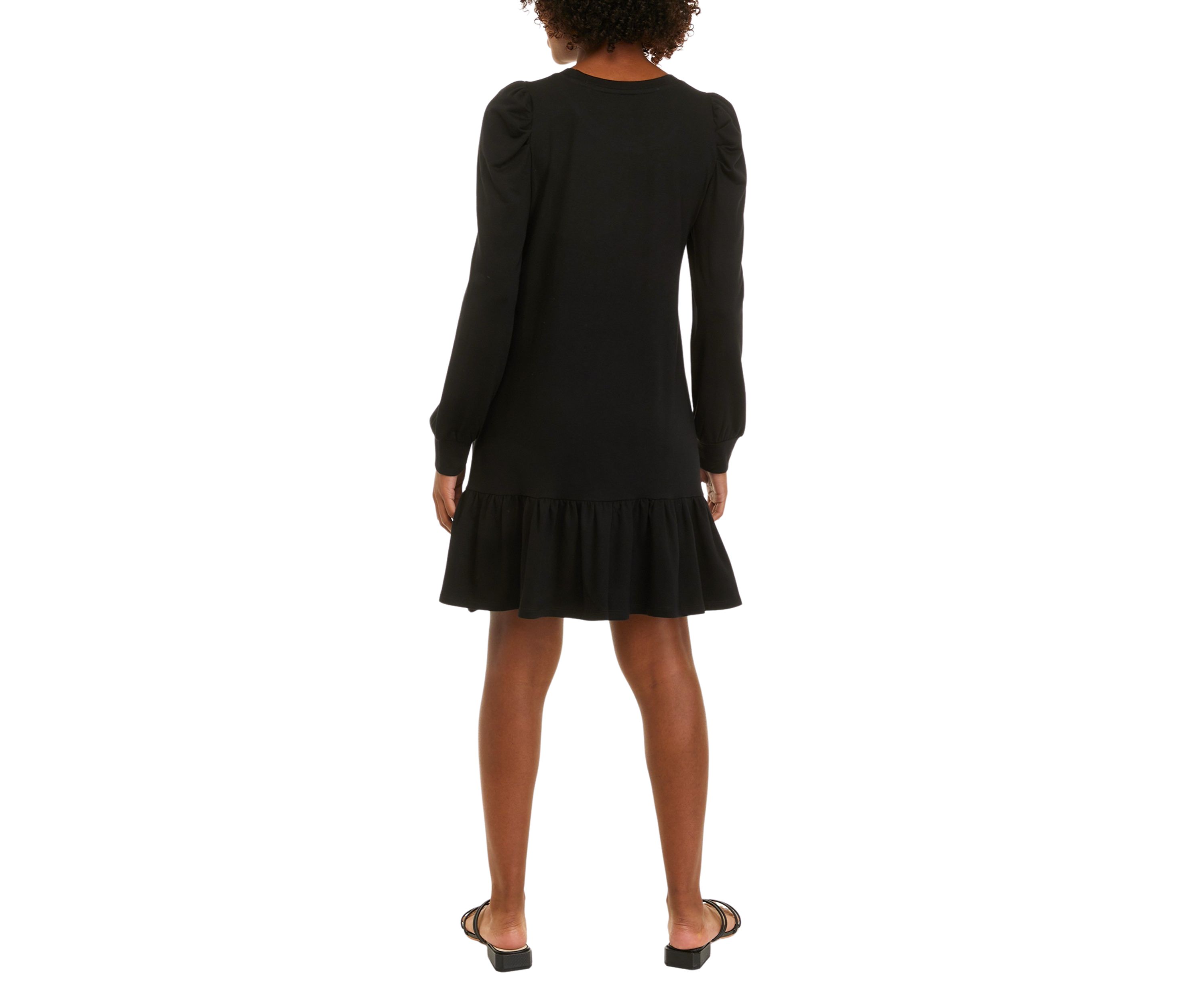 Womens Long Puff Sleeve Ruffle Babydoll Dress