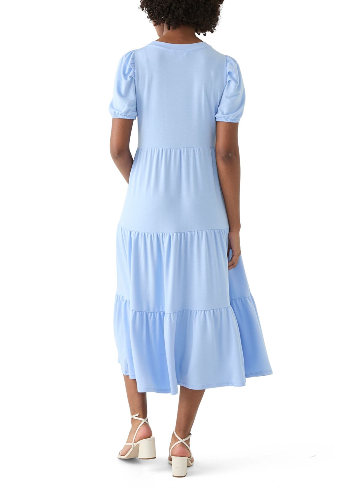 Womens Puff Sleeve Midi Dress