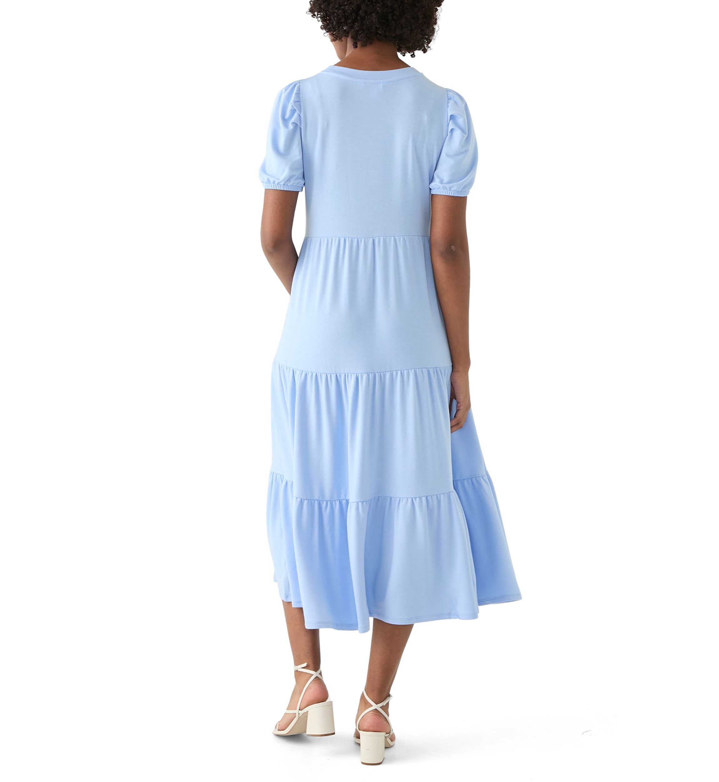 Womens Puff Sleeve Midi Dress