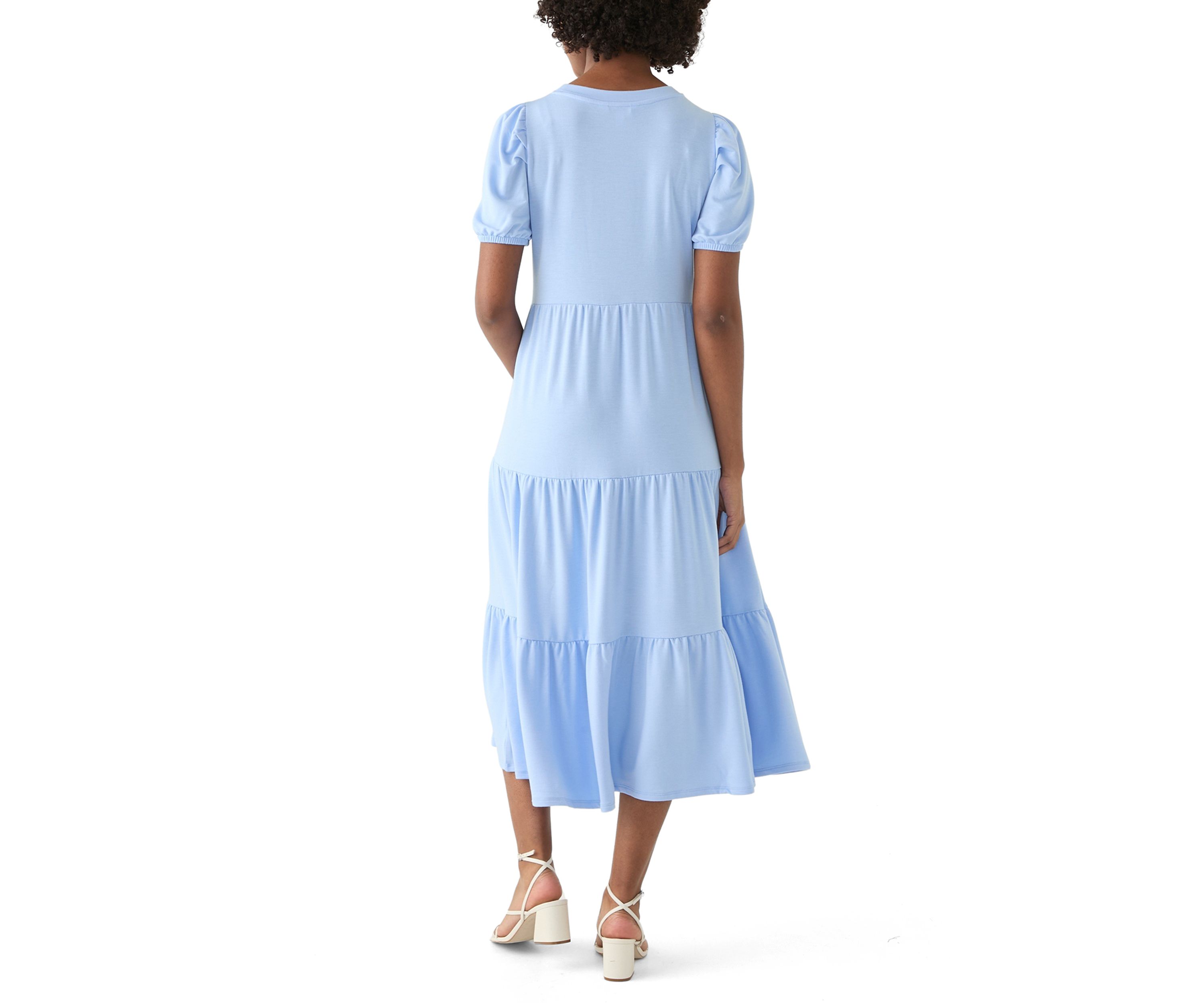Womens Puff Sleeve Midi Dress
