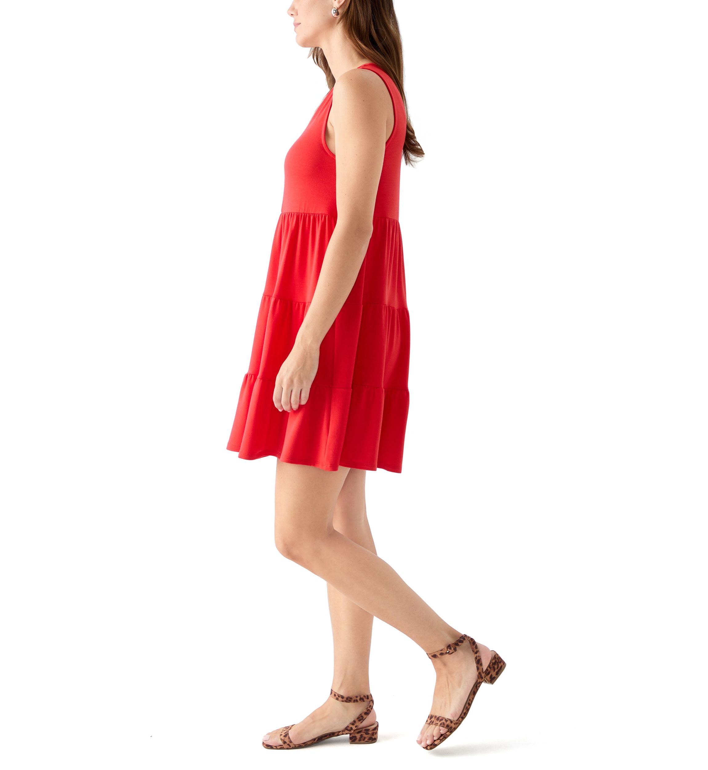 Womens Sleeveless Tier Peasant Dress