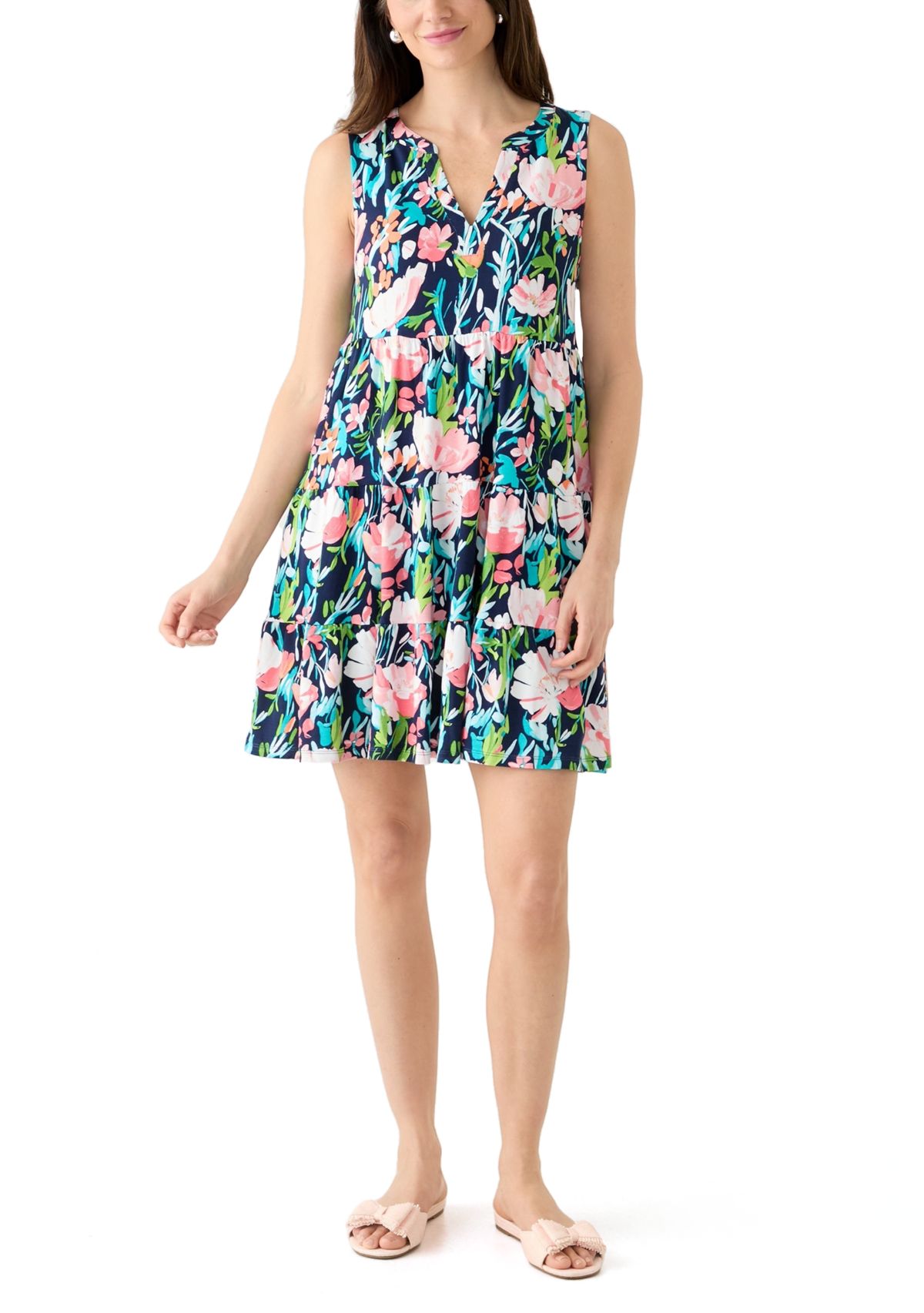 Womens Sleeveless Tier Peasant Dress