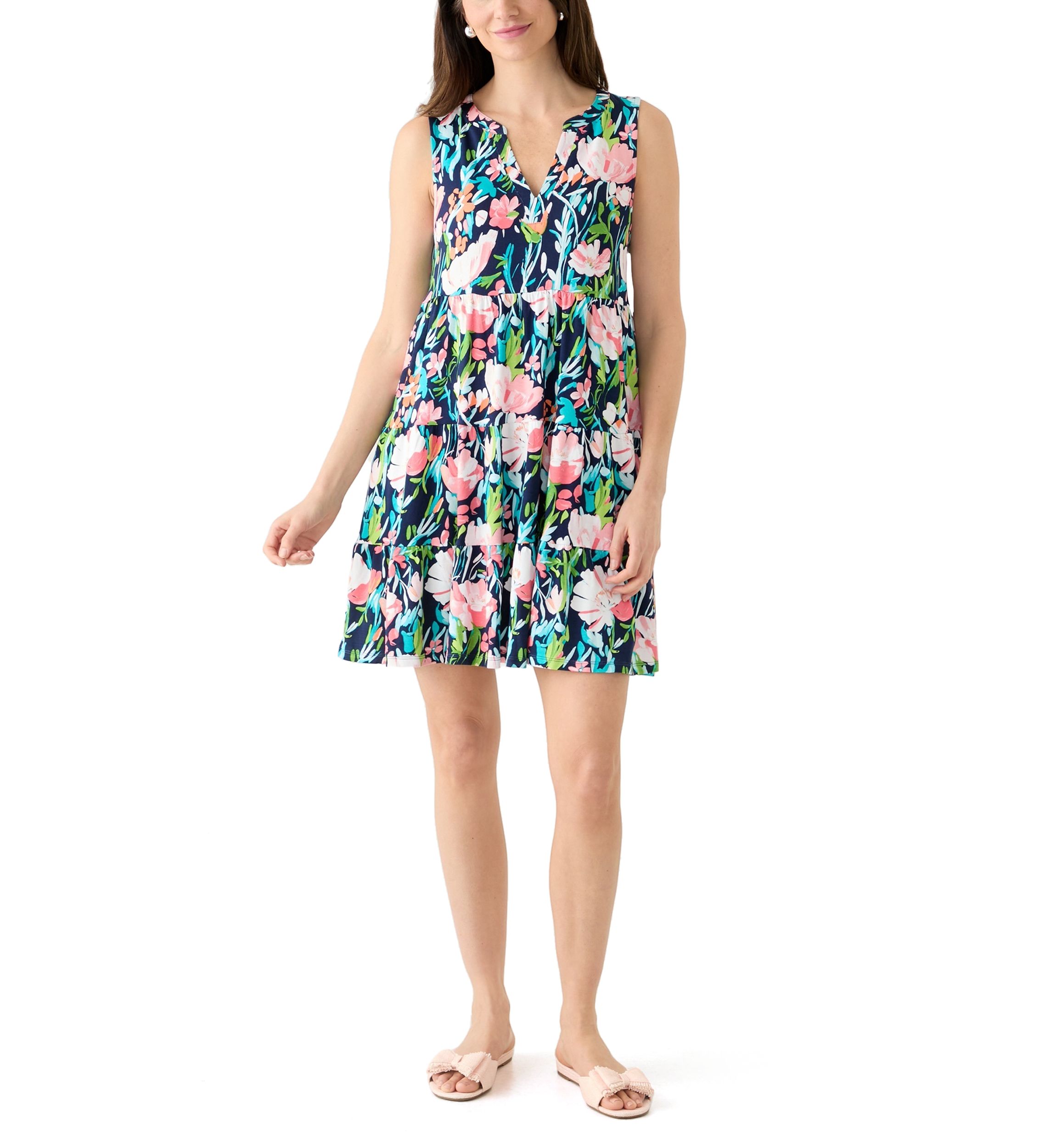 Womens Sleeveless Tier Peasant Dress