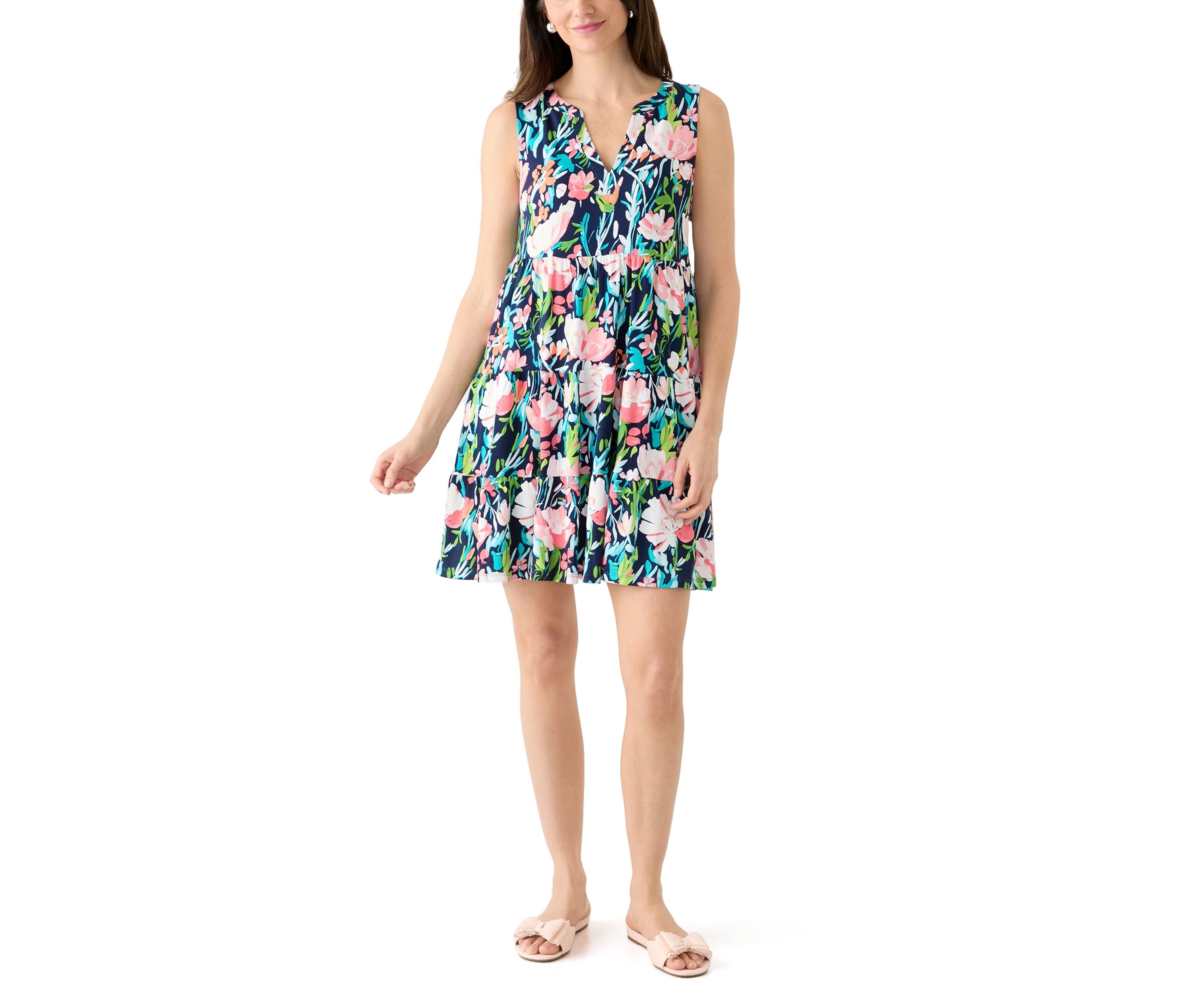 Womens Sleeveless Tier Peasant Dress
