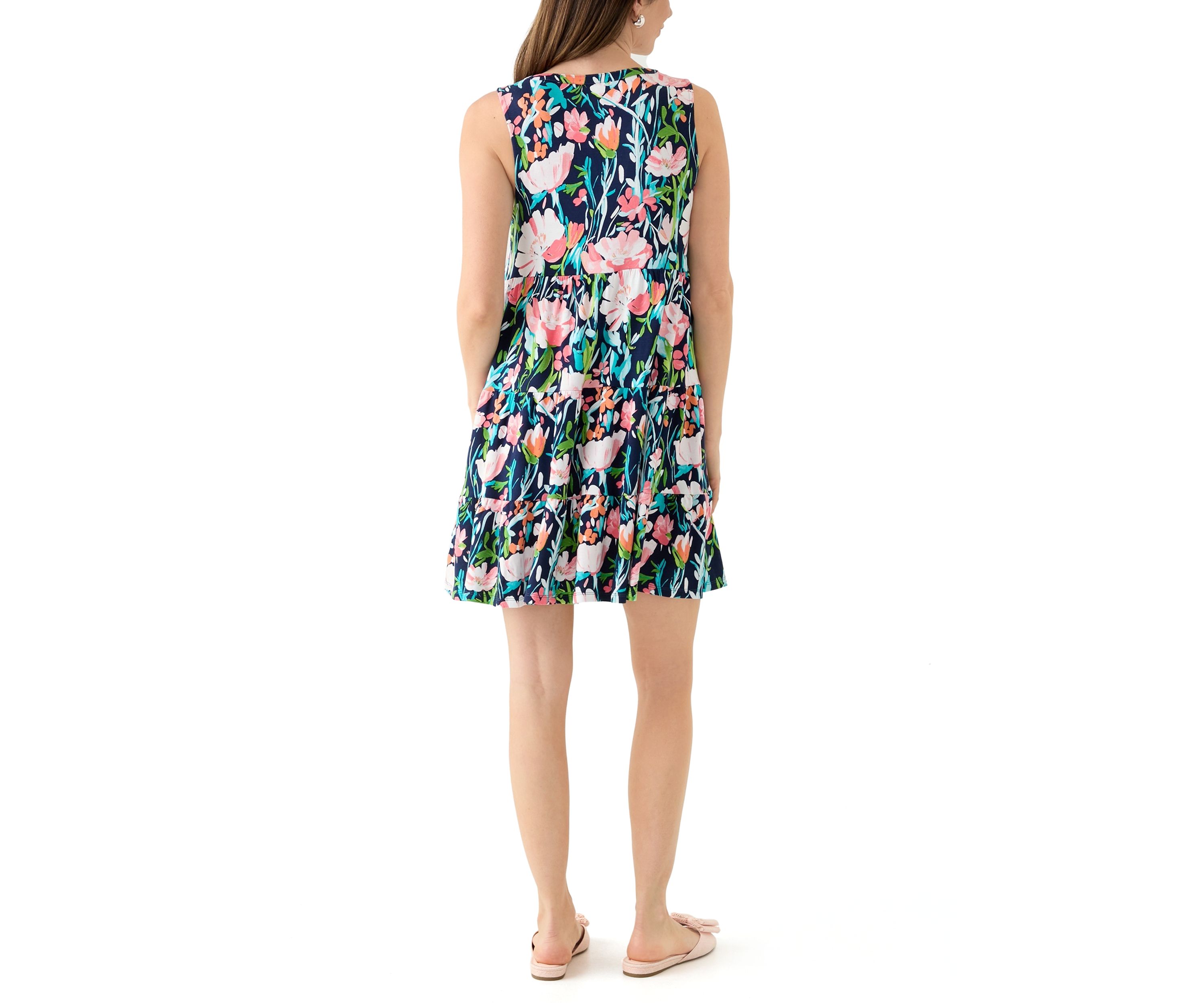 Womens Sleeveless Tier Peasant Dress