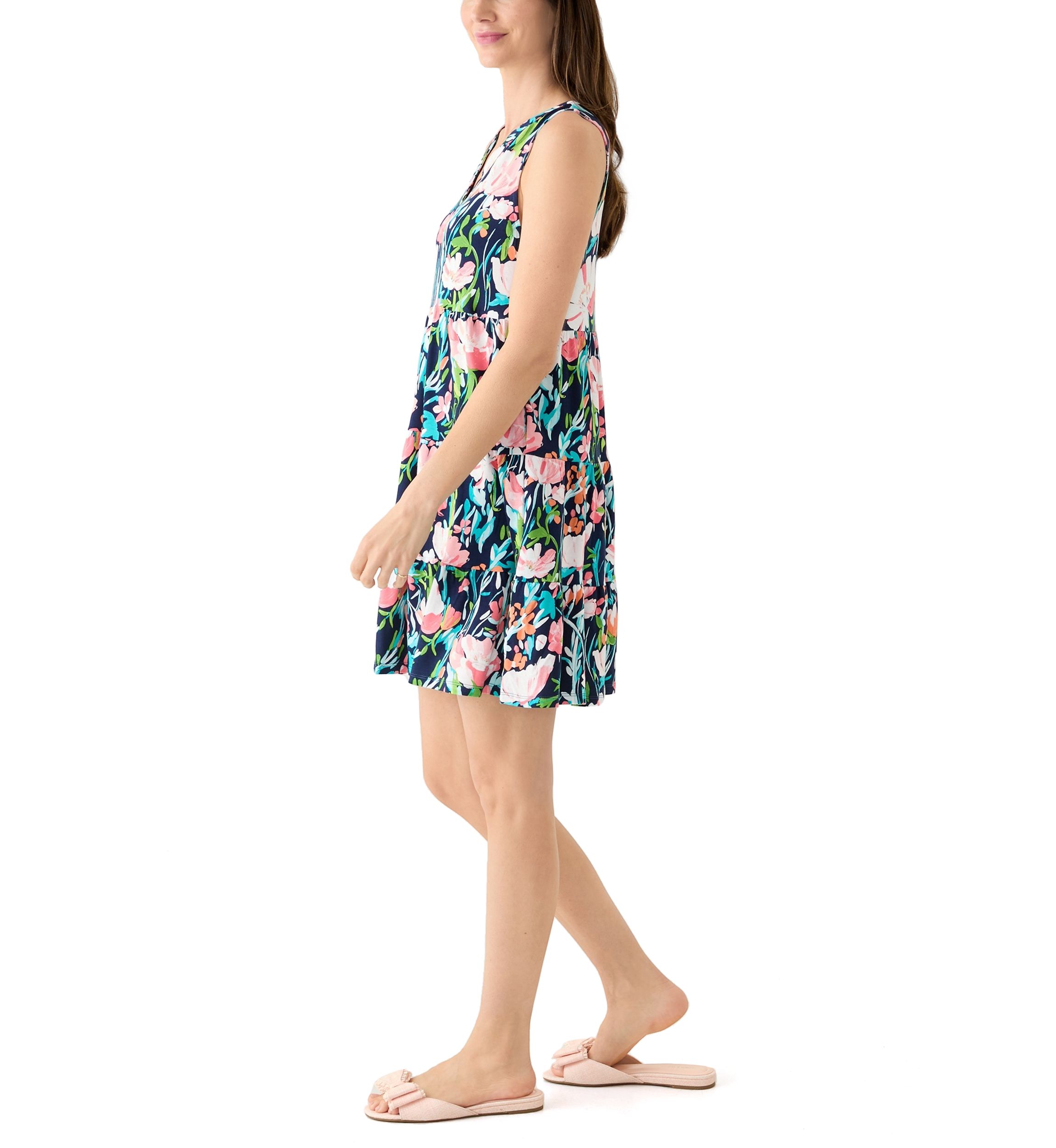 Womens Sleeveless Tier Peasant Dress