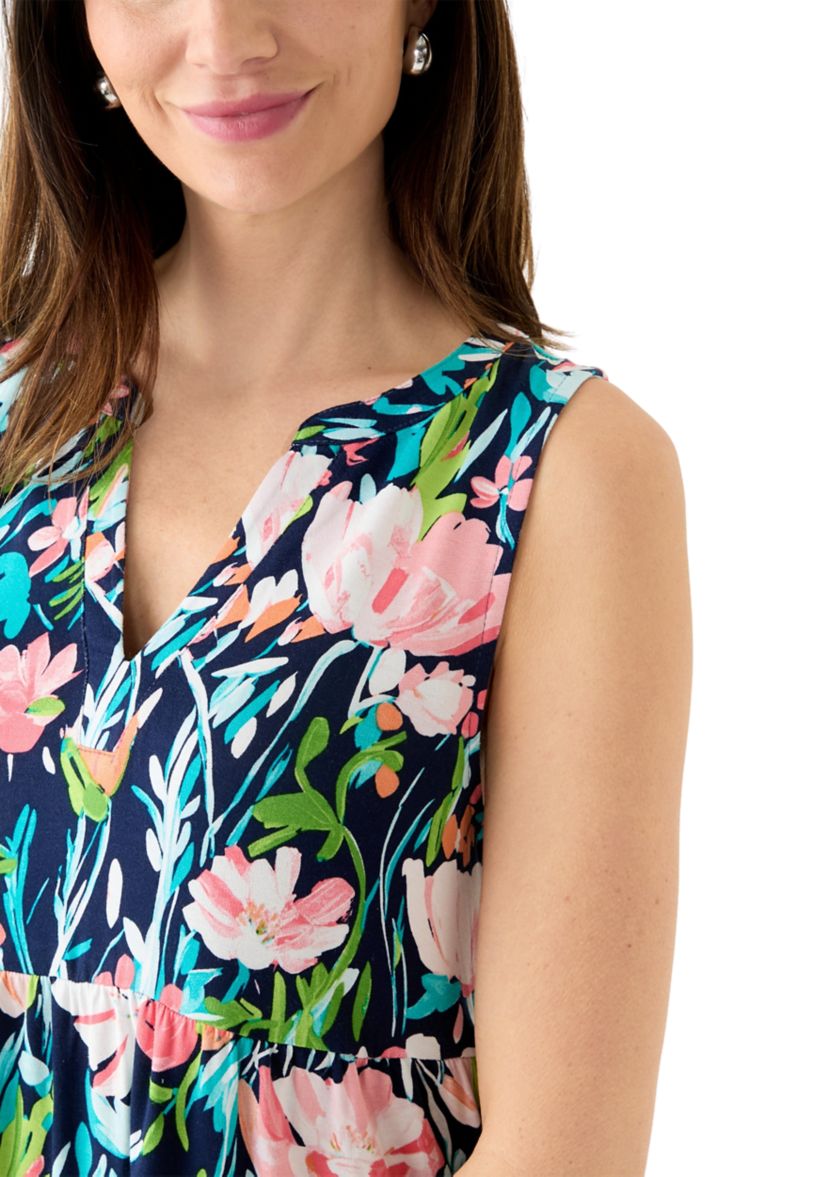 Womens Sleeveless Tier Peasant Dress